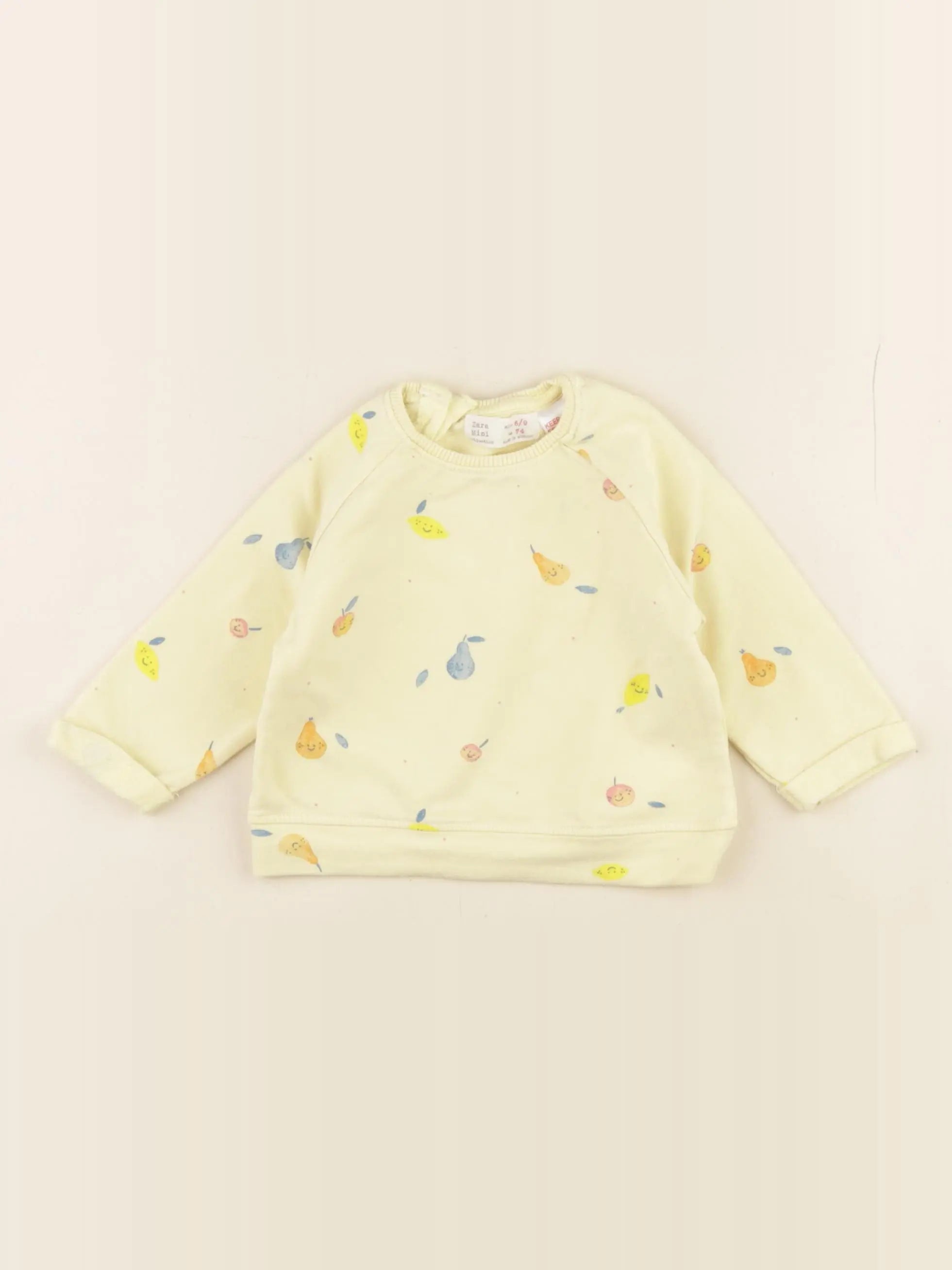 Zara - sweat jaune - 6/9 mois