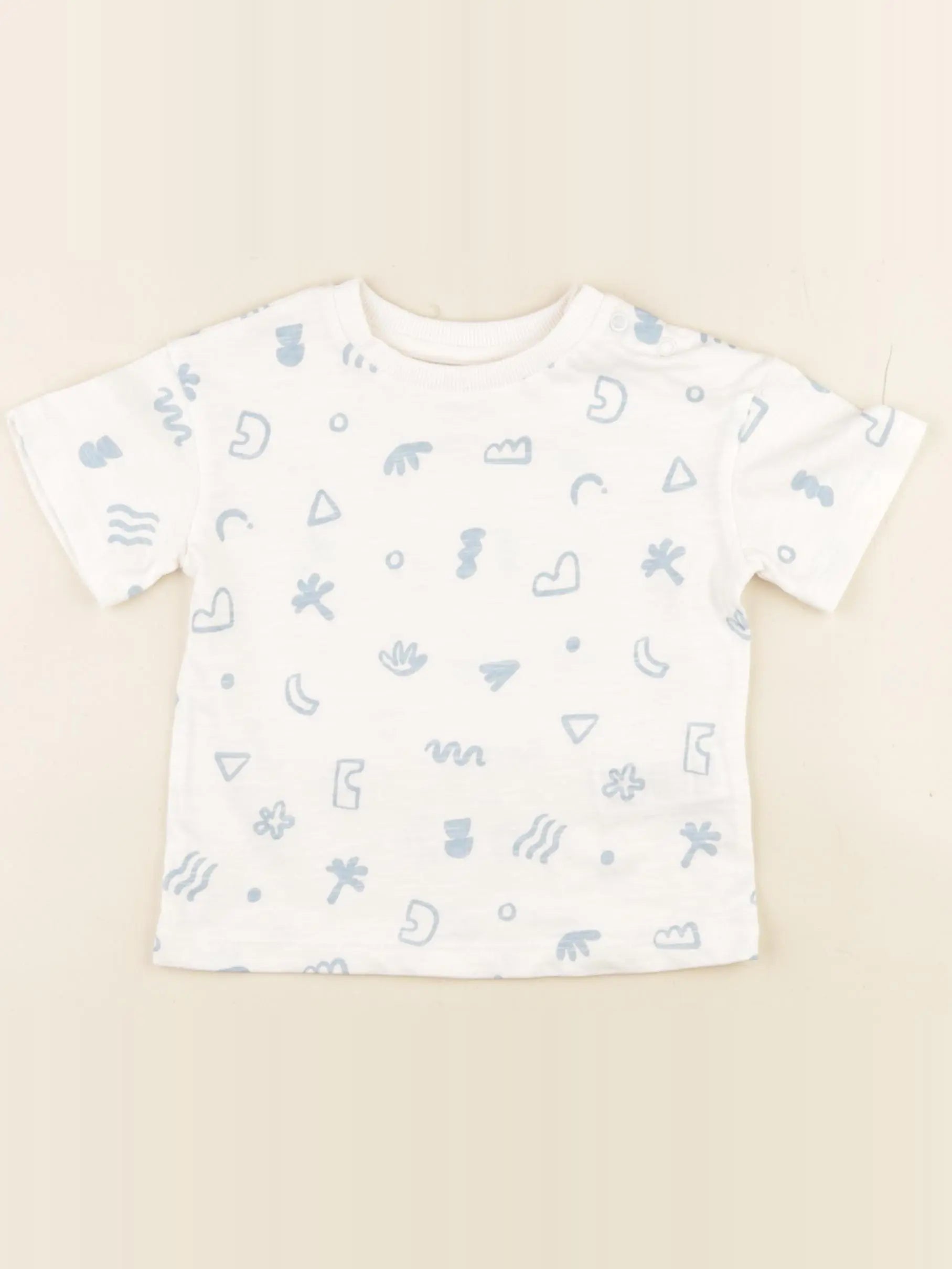 Marks & Spencer  - tee-shirt blanc, bleu - 6/9 mois