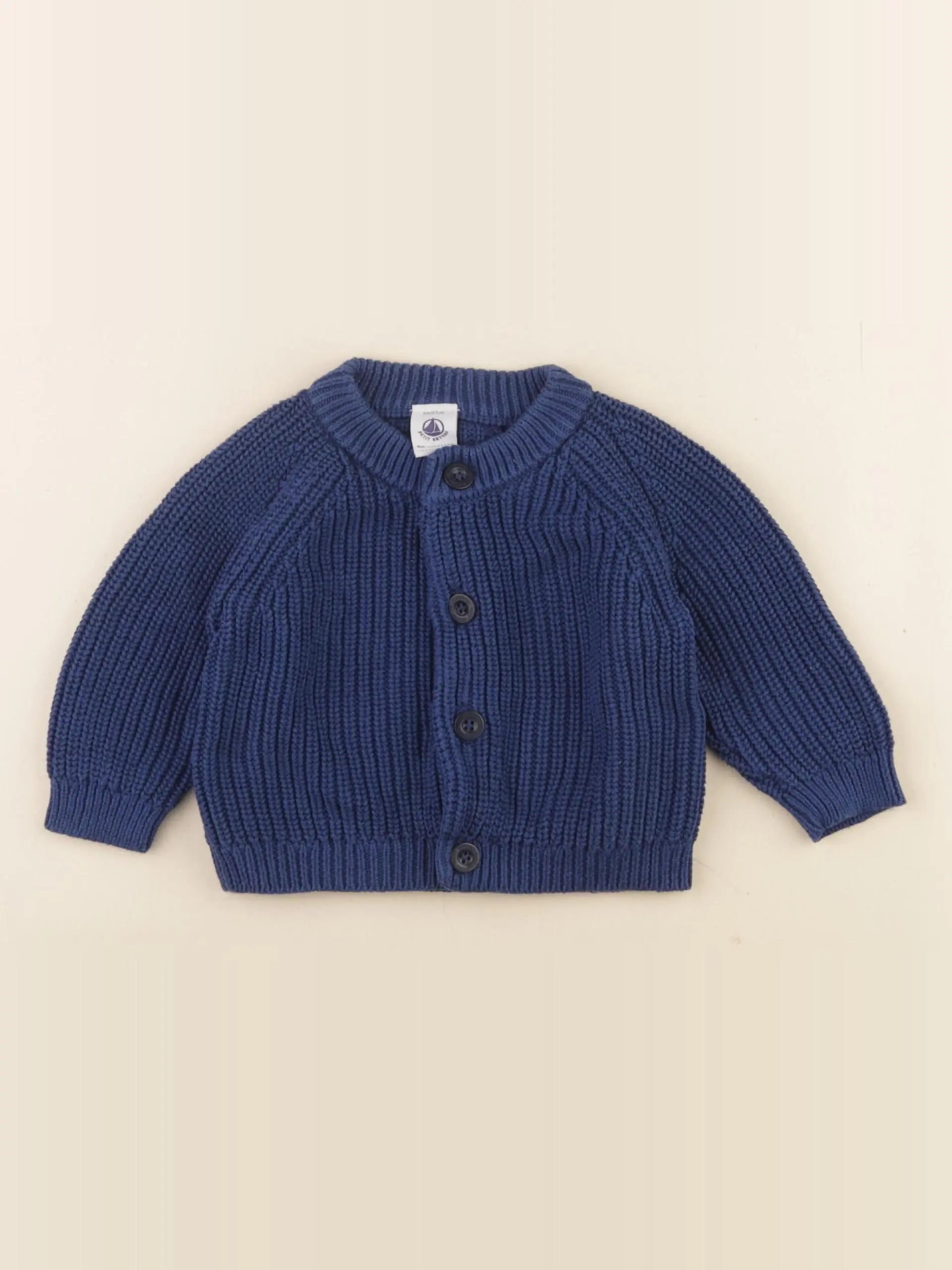 Petit Bateau - gilet bleu - 6 mois