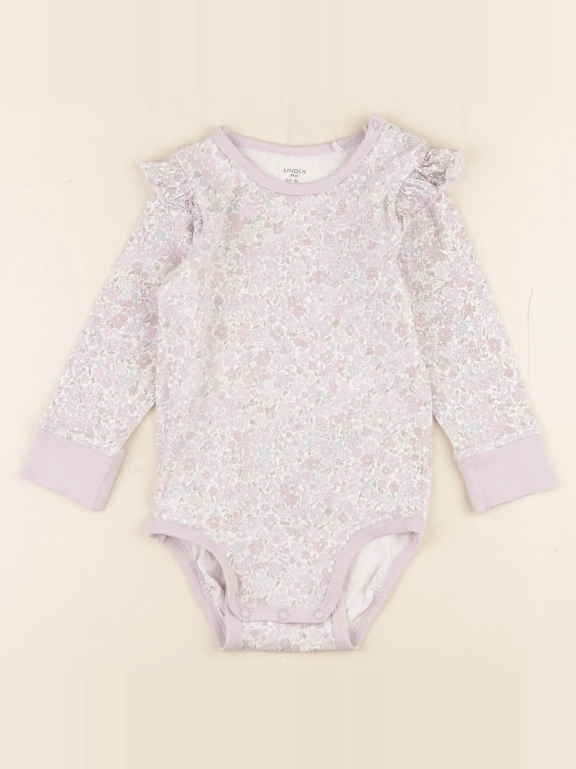 Lindex - body blanc, violet - 9/12 mois