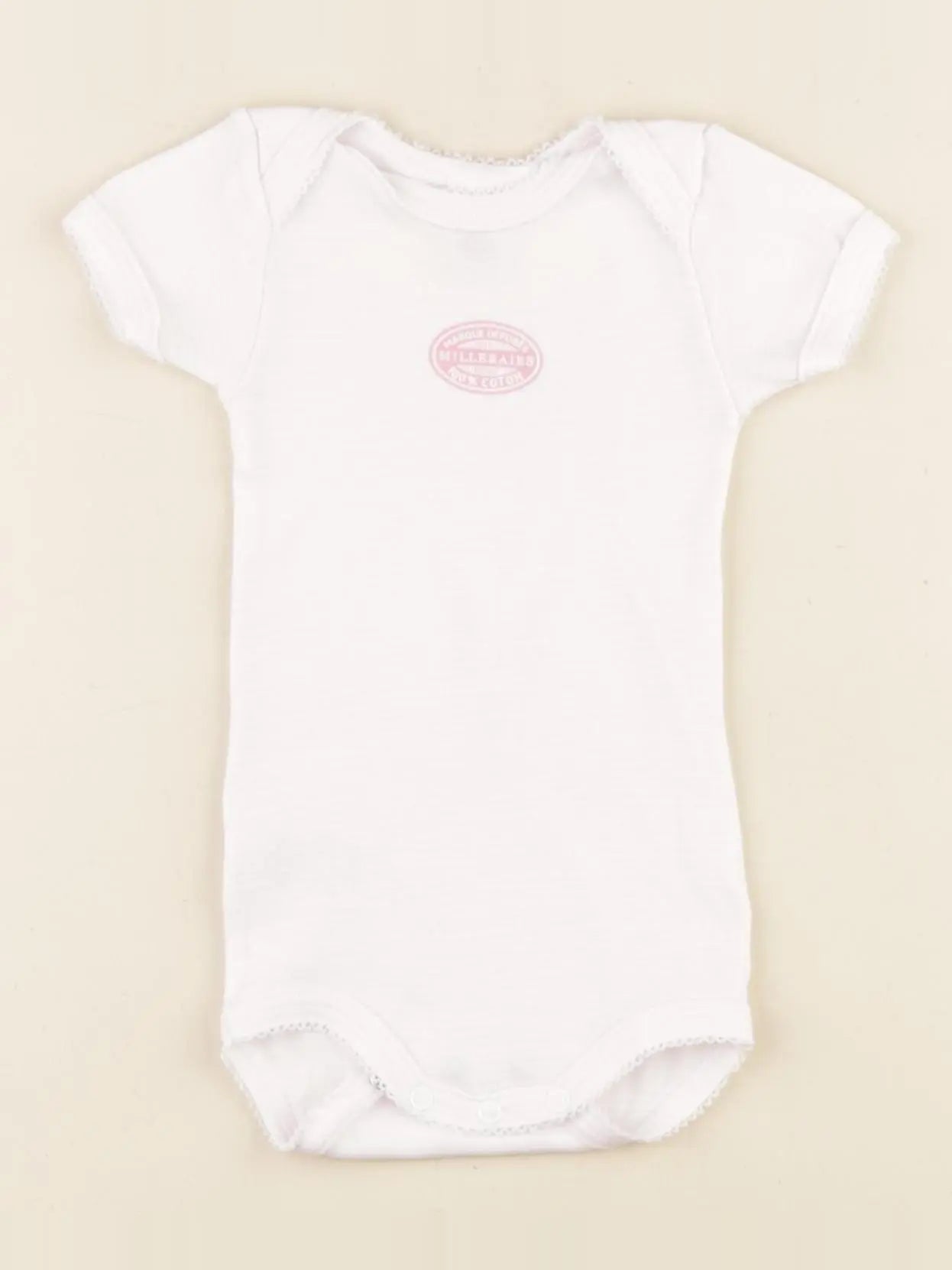 Petit Bateau - body blanc, rose - 3 mois