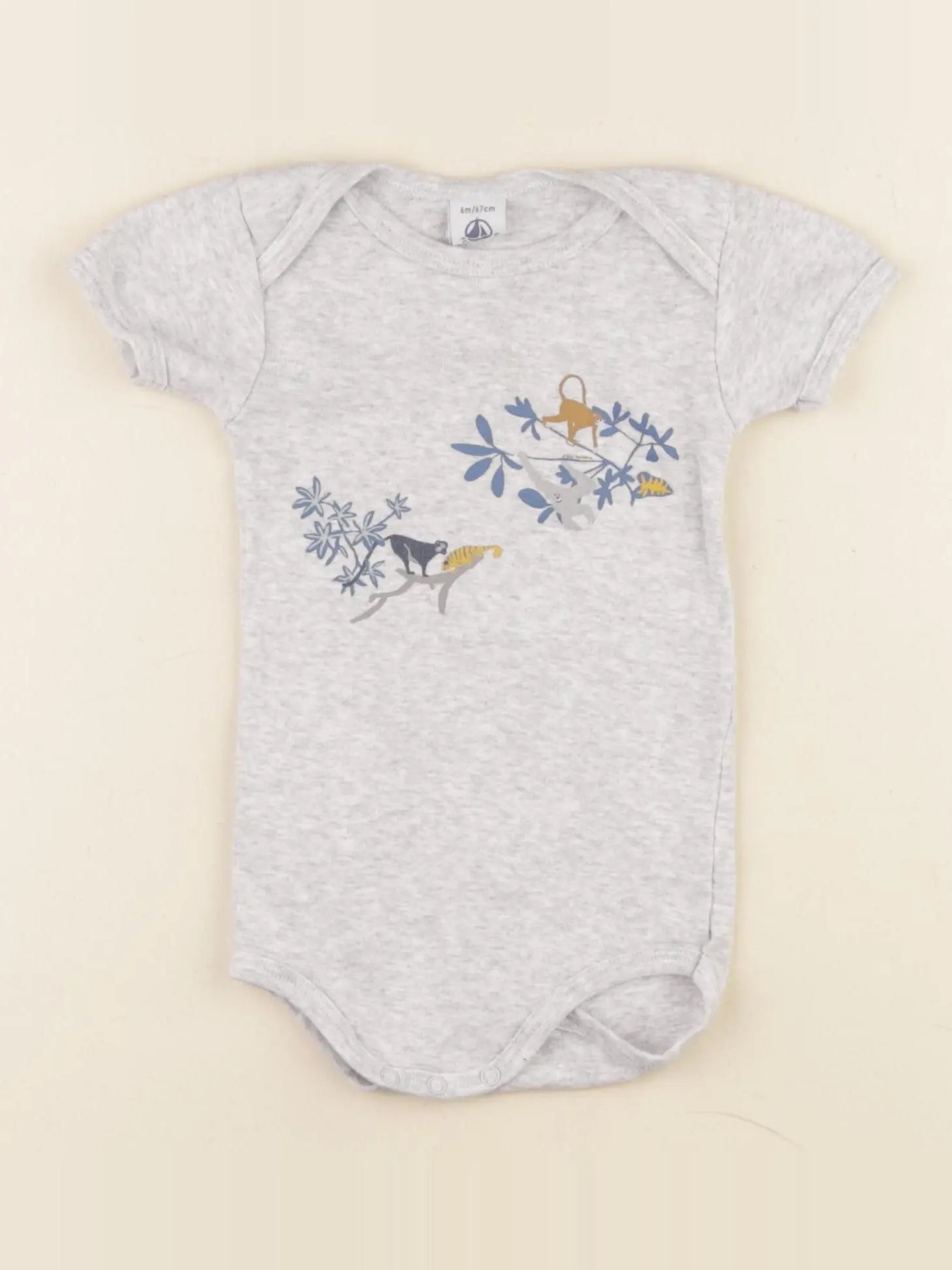 Petit Bateau - body gris - 6 mois