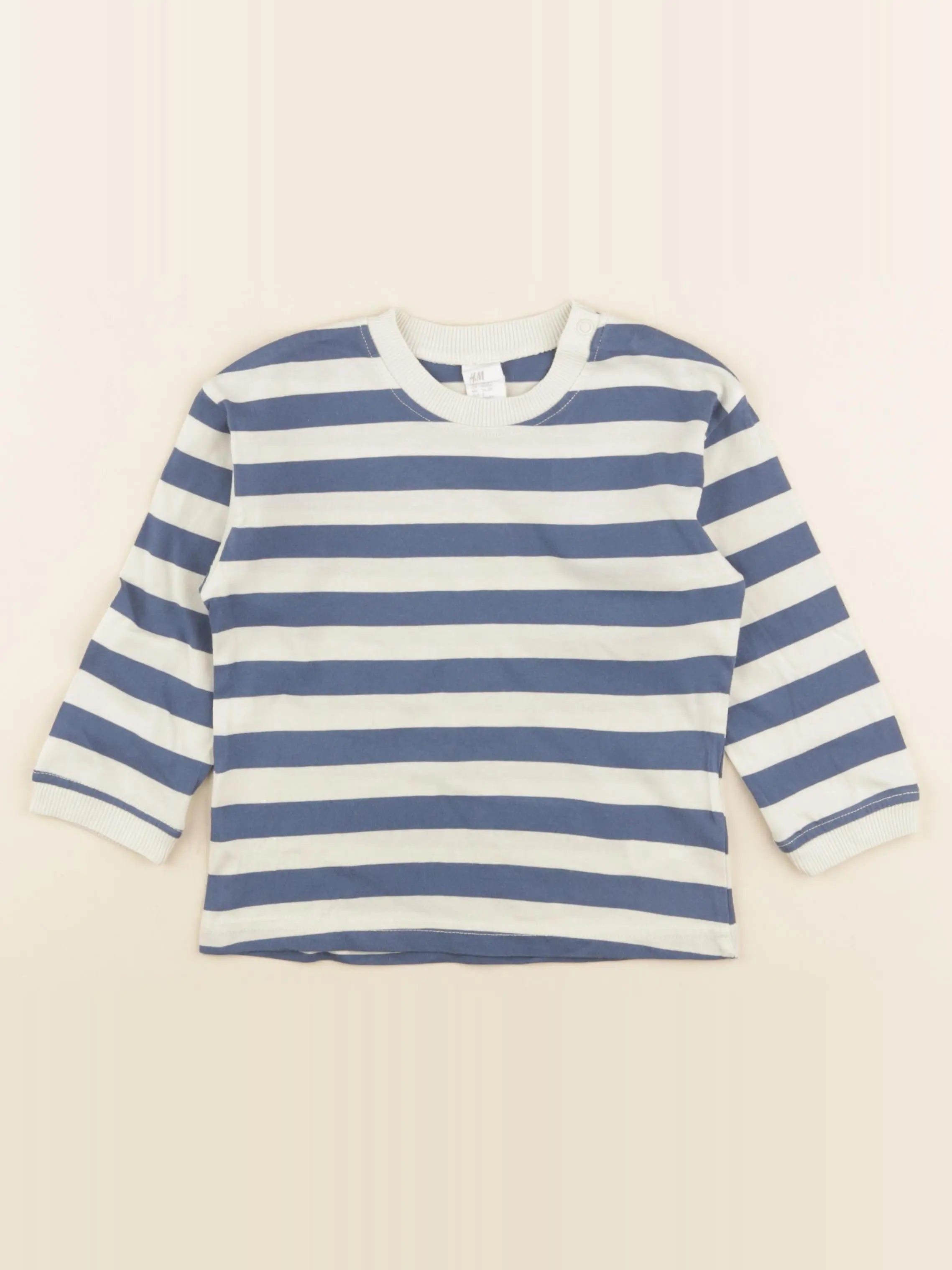 H&M - tee-shirt blanc, bleu - 18/24 mois