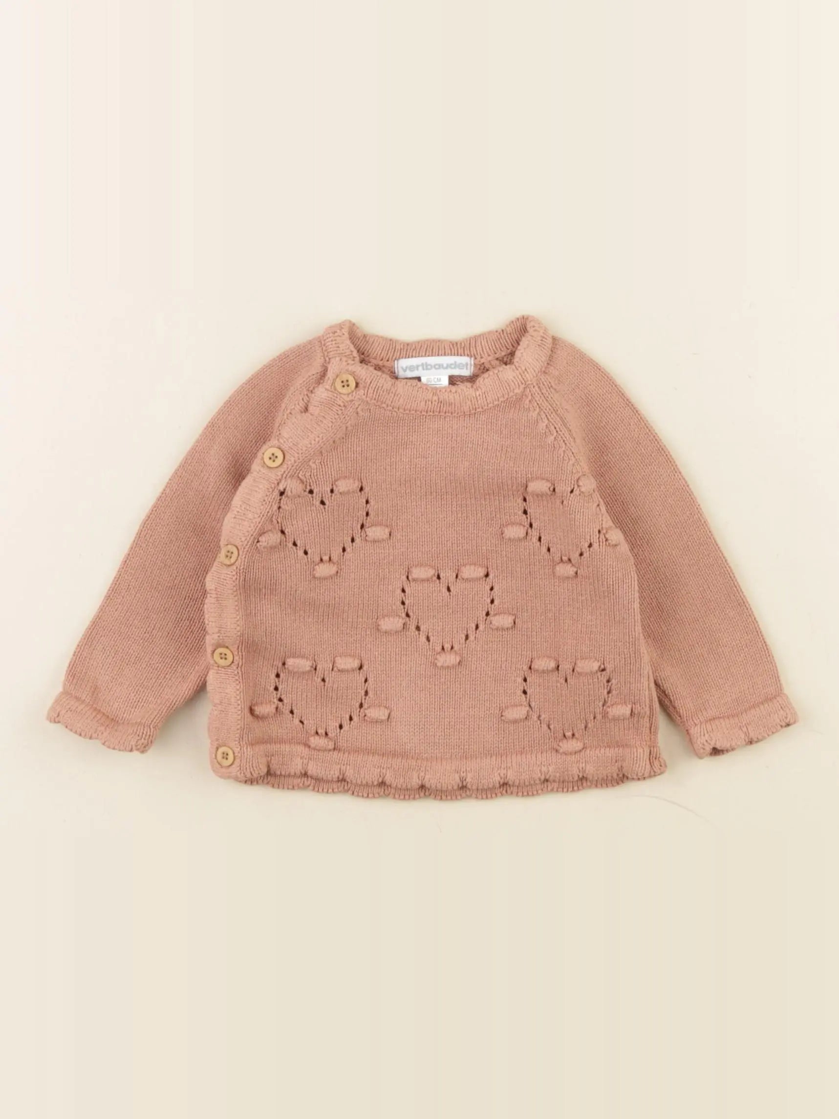 Vertbaudet - pull rose - 3 mois