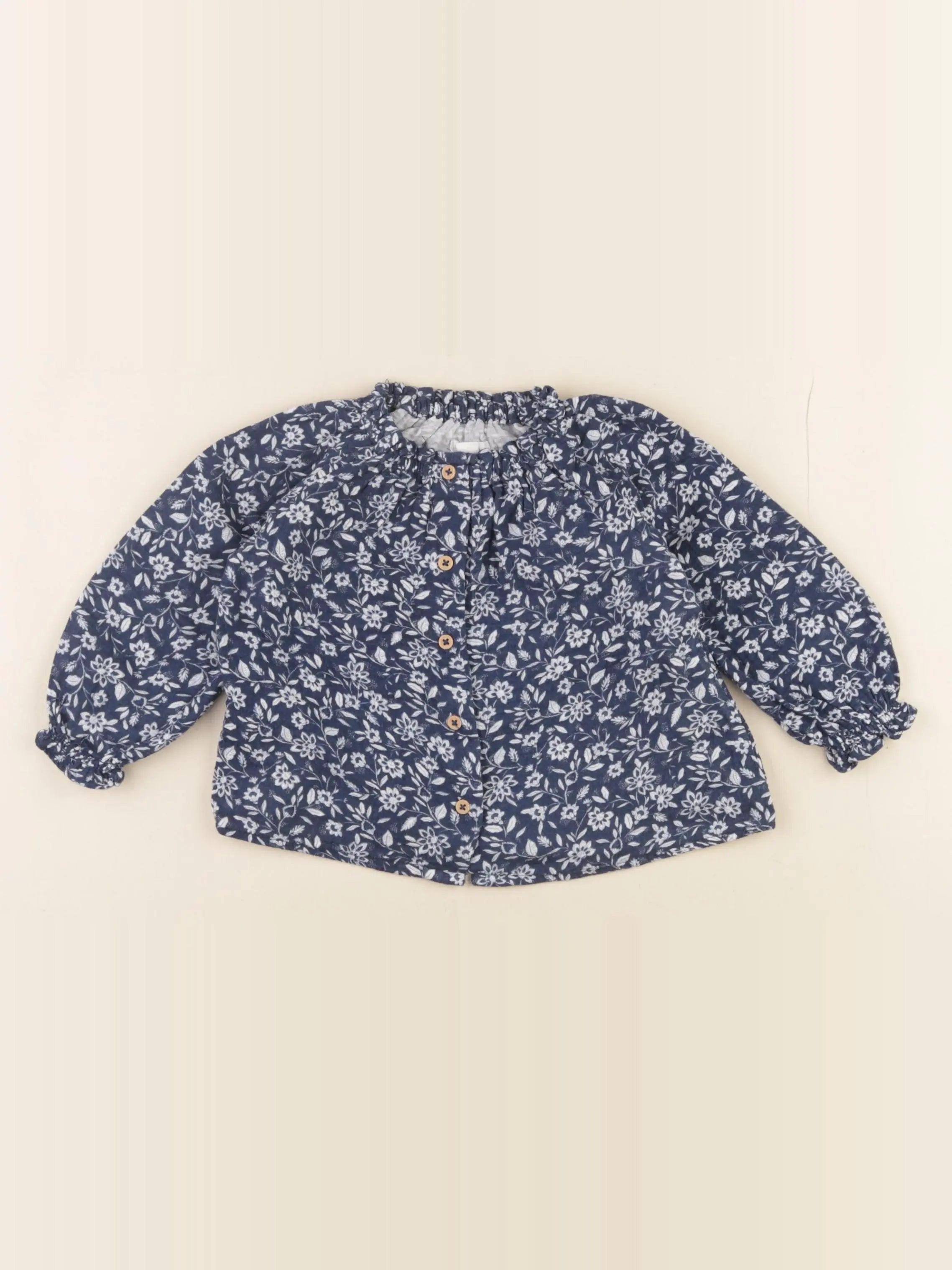 Vertbaudet - blouse bleu, blanc - 9 mois