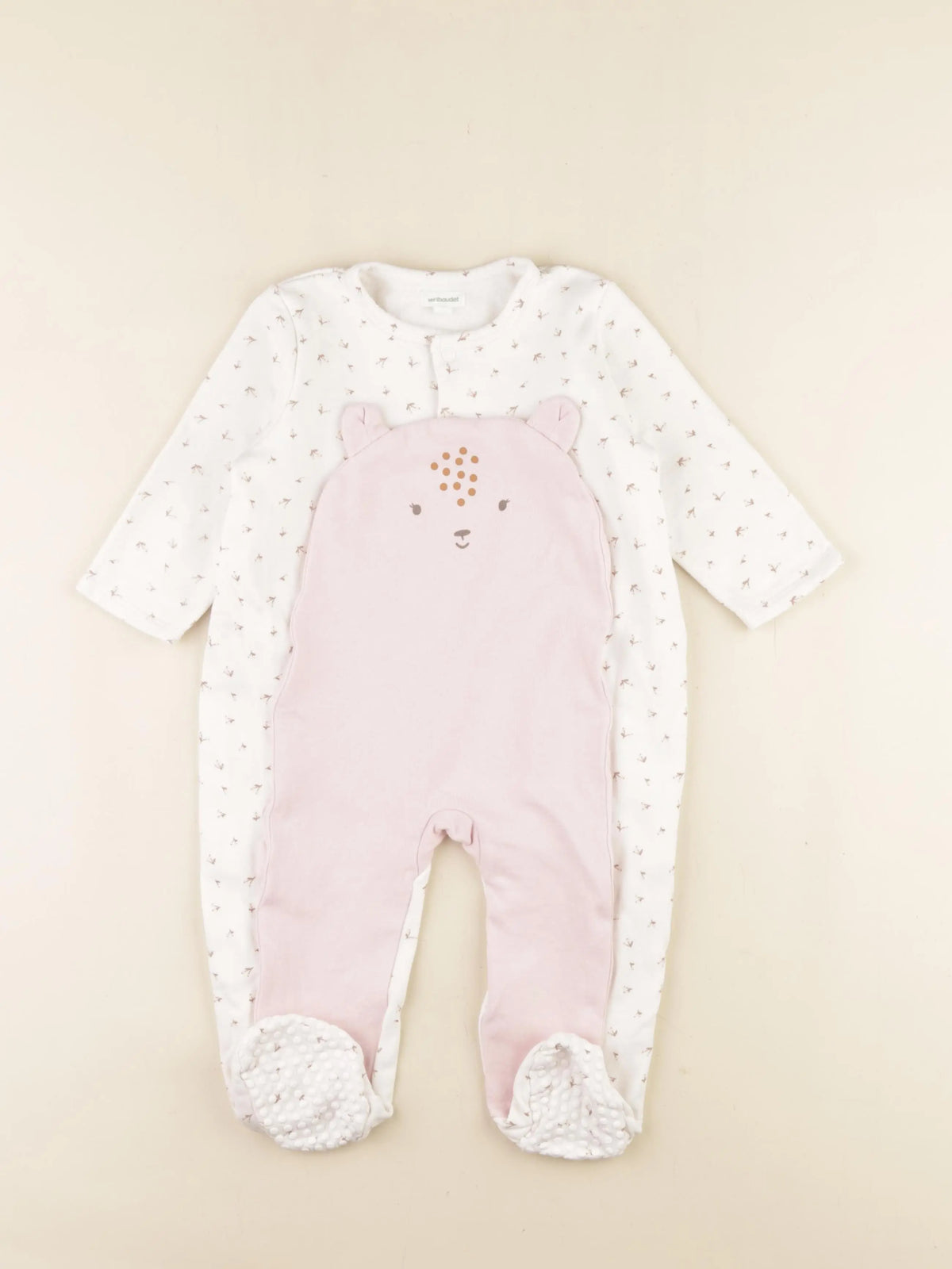 Vertbaudet - pyjama coton blanc, rose - 18 mois