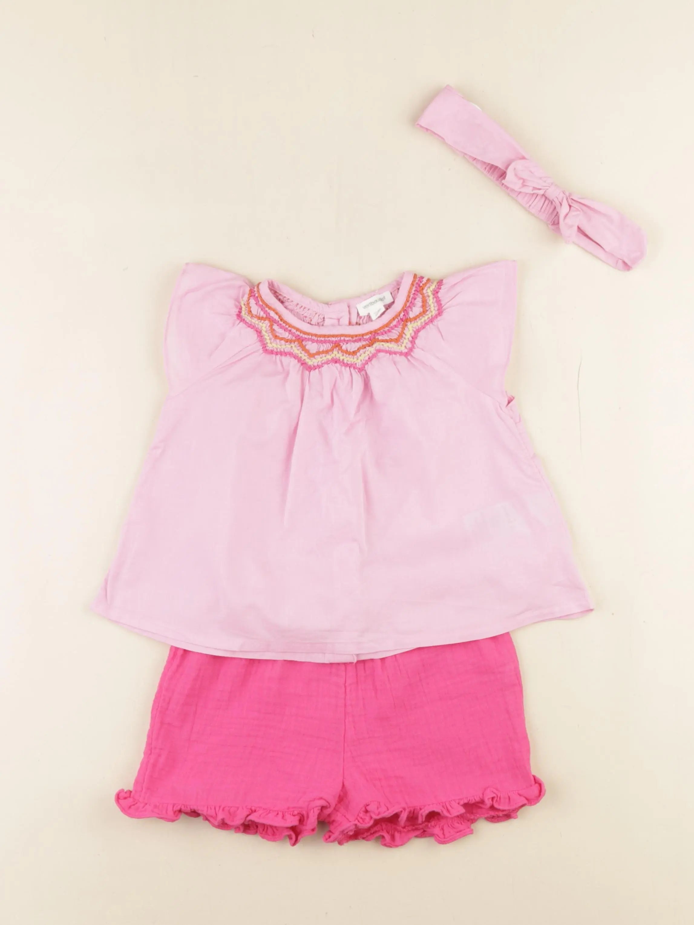 Vertbaudet - ensemble rose - 18 mois