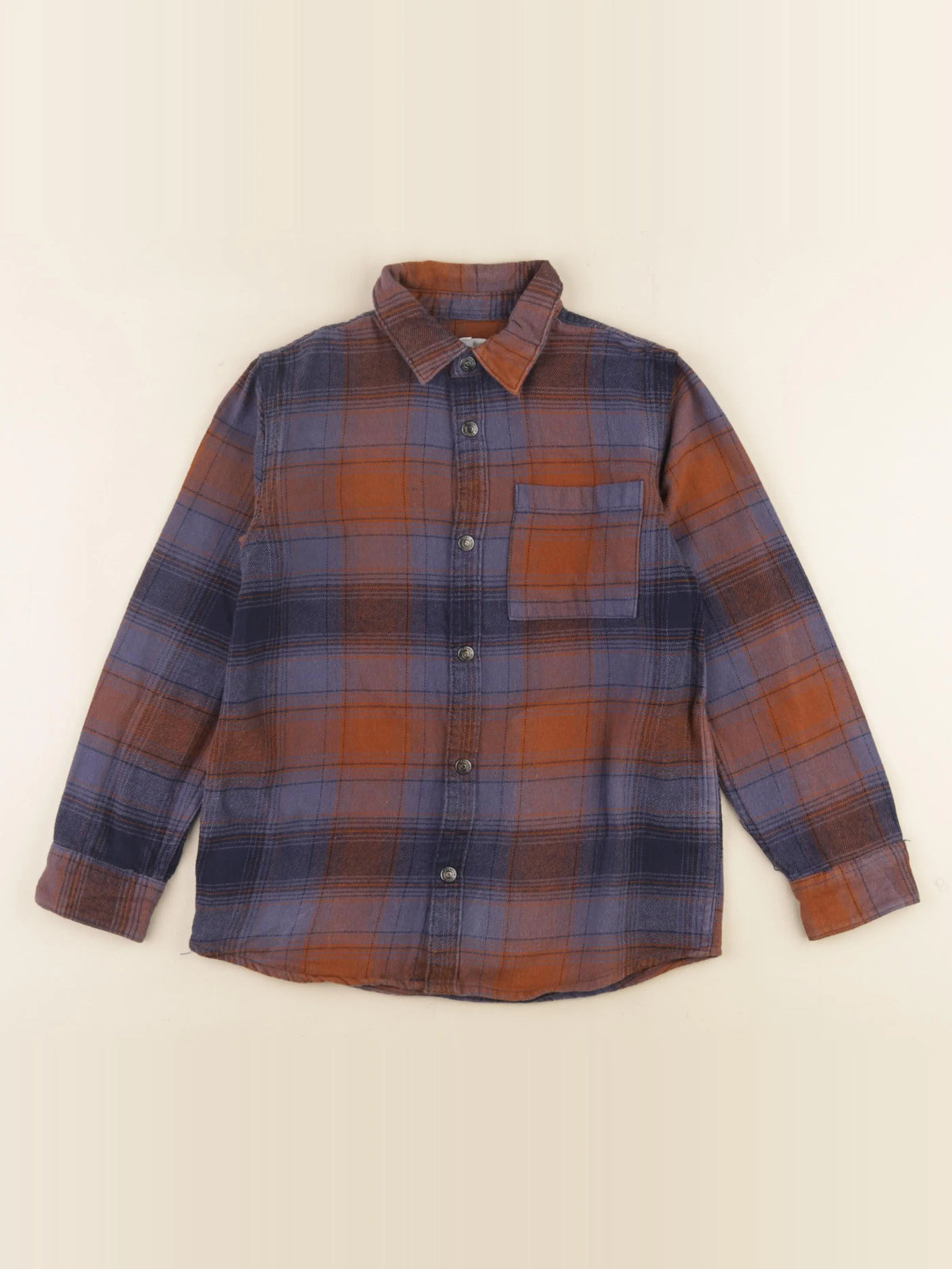 Vertbaudet - chemise marron, bleu - 10 ans
