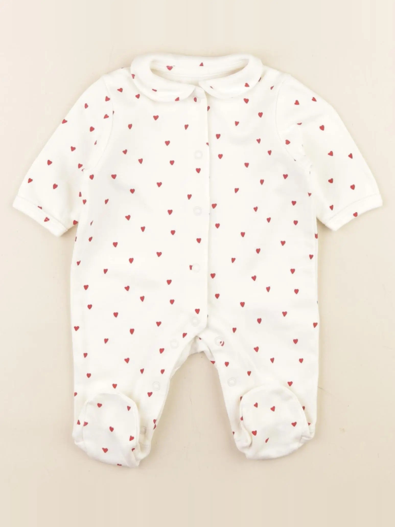Vertbaudet - pyjama coton blanc, rouge - 1 mois