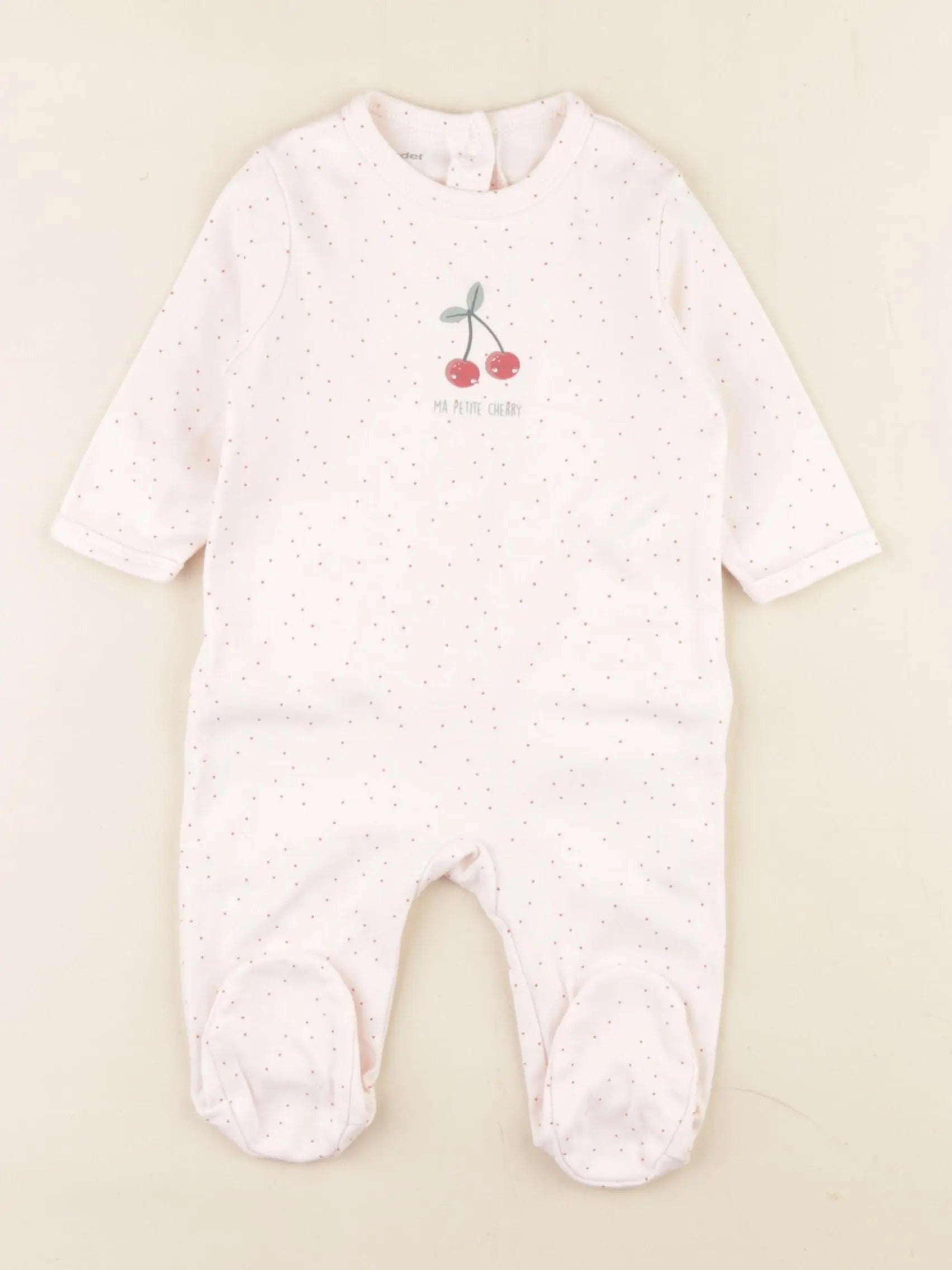 Vertbaudet - pyjama coton blanc, rose - 3 mois