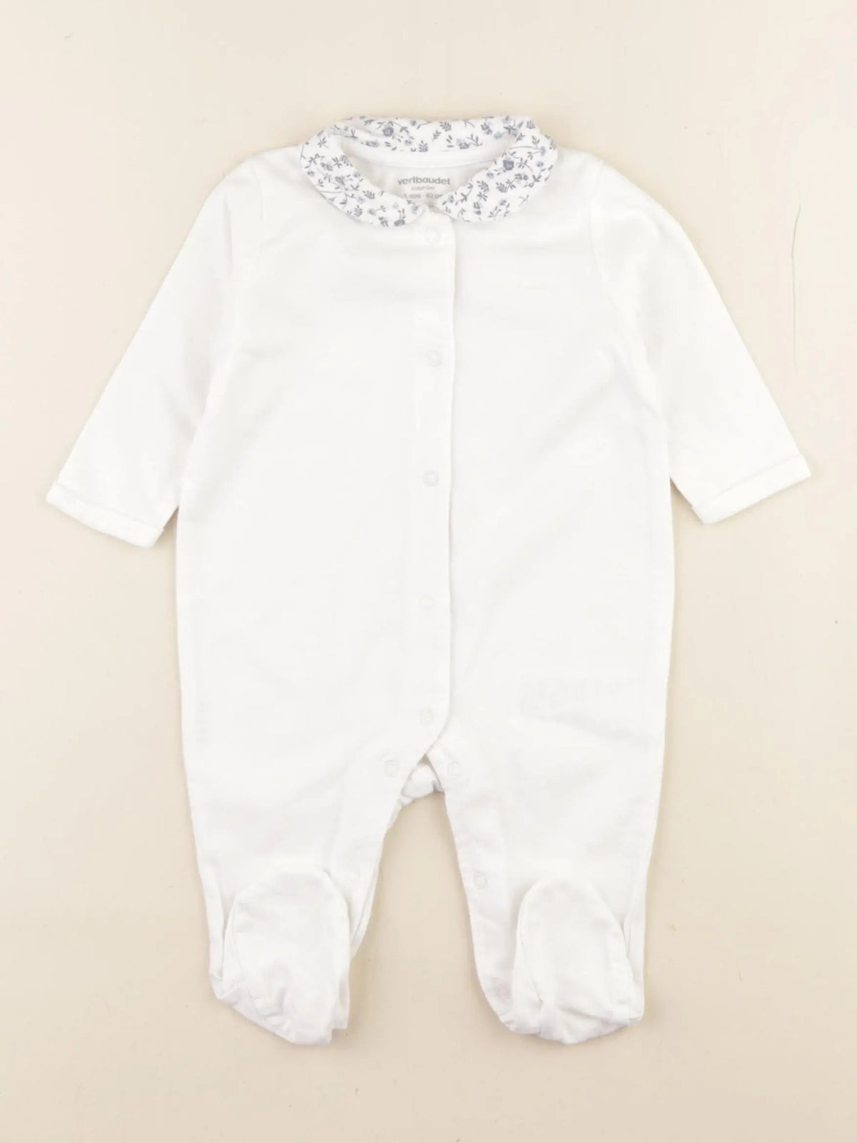 Vertbaudet - pyjama coton blanc, bleu - 3 mois