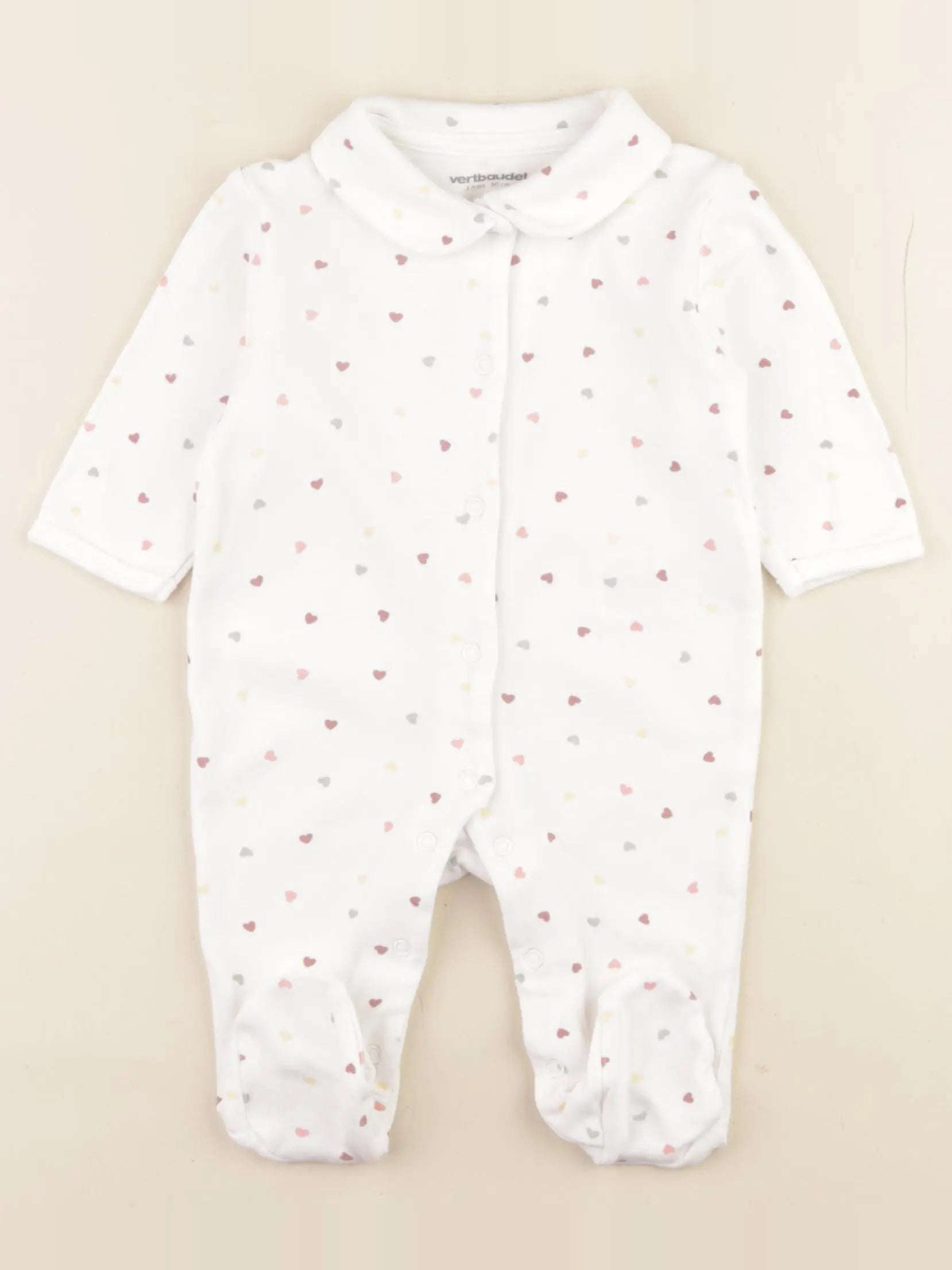 Vertbaudet - pyjama coton blanc - 3 mois