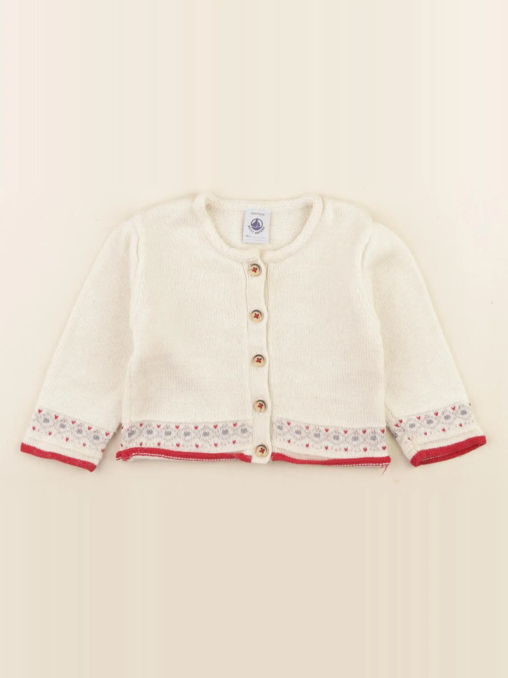 Petit Bateau - gilet beige - 12 mois