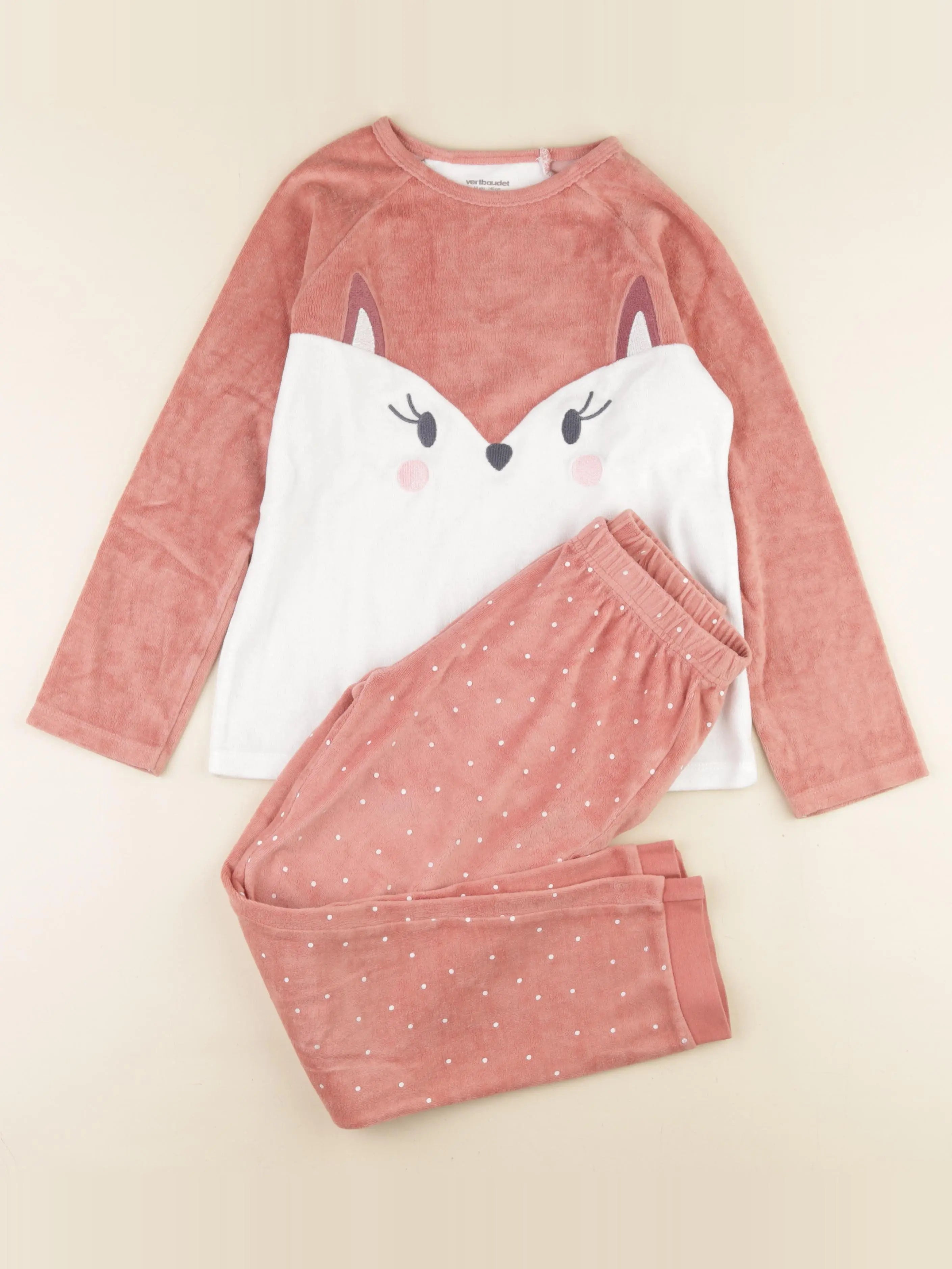 Vertbaudet - pyjama velours rose - 10 ans