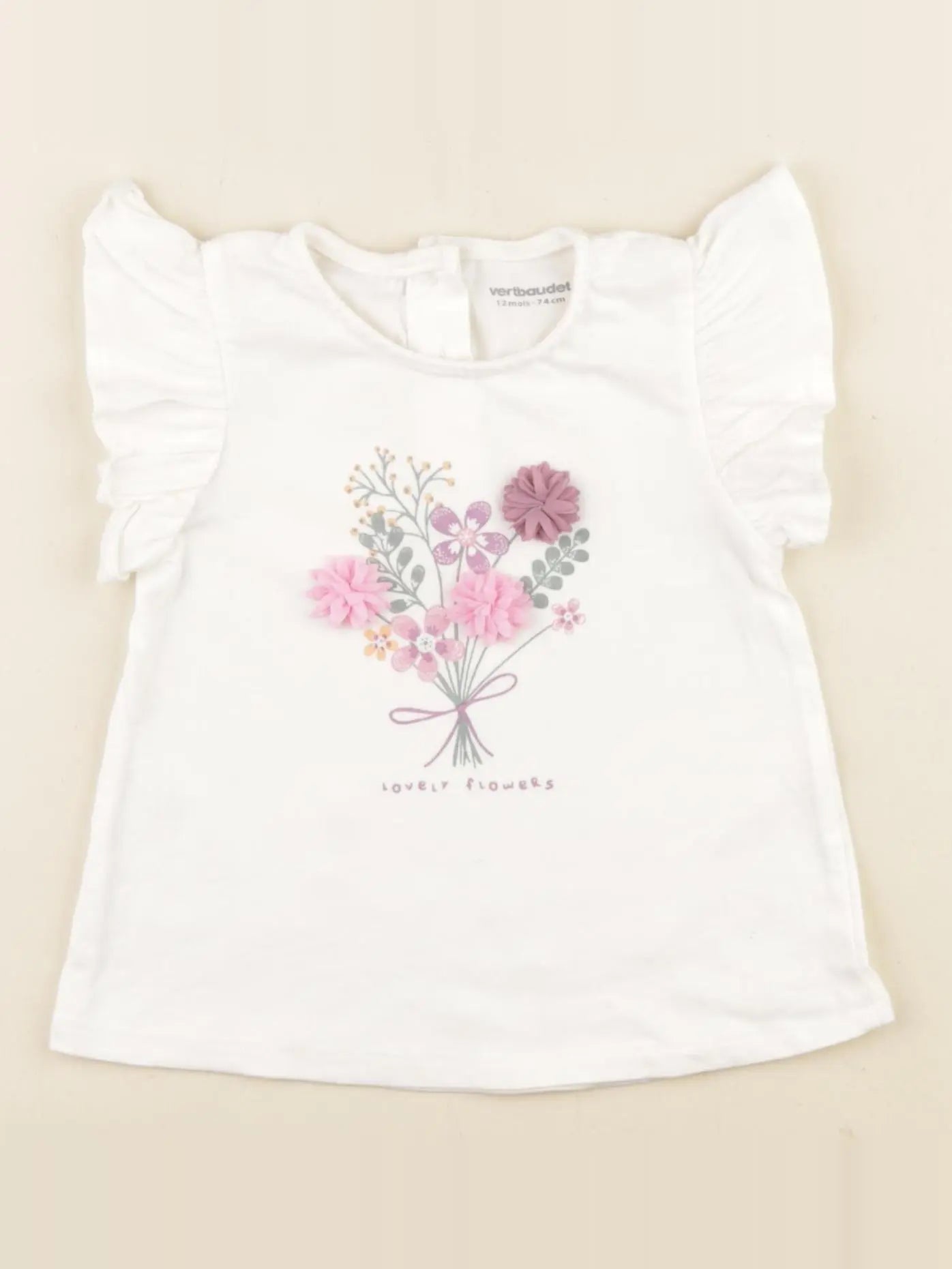Vertbaudet - tee-shirt blanc - 12 mois