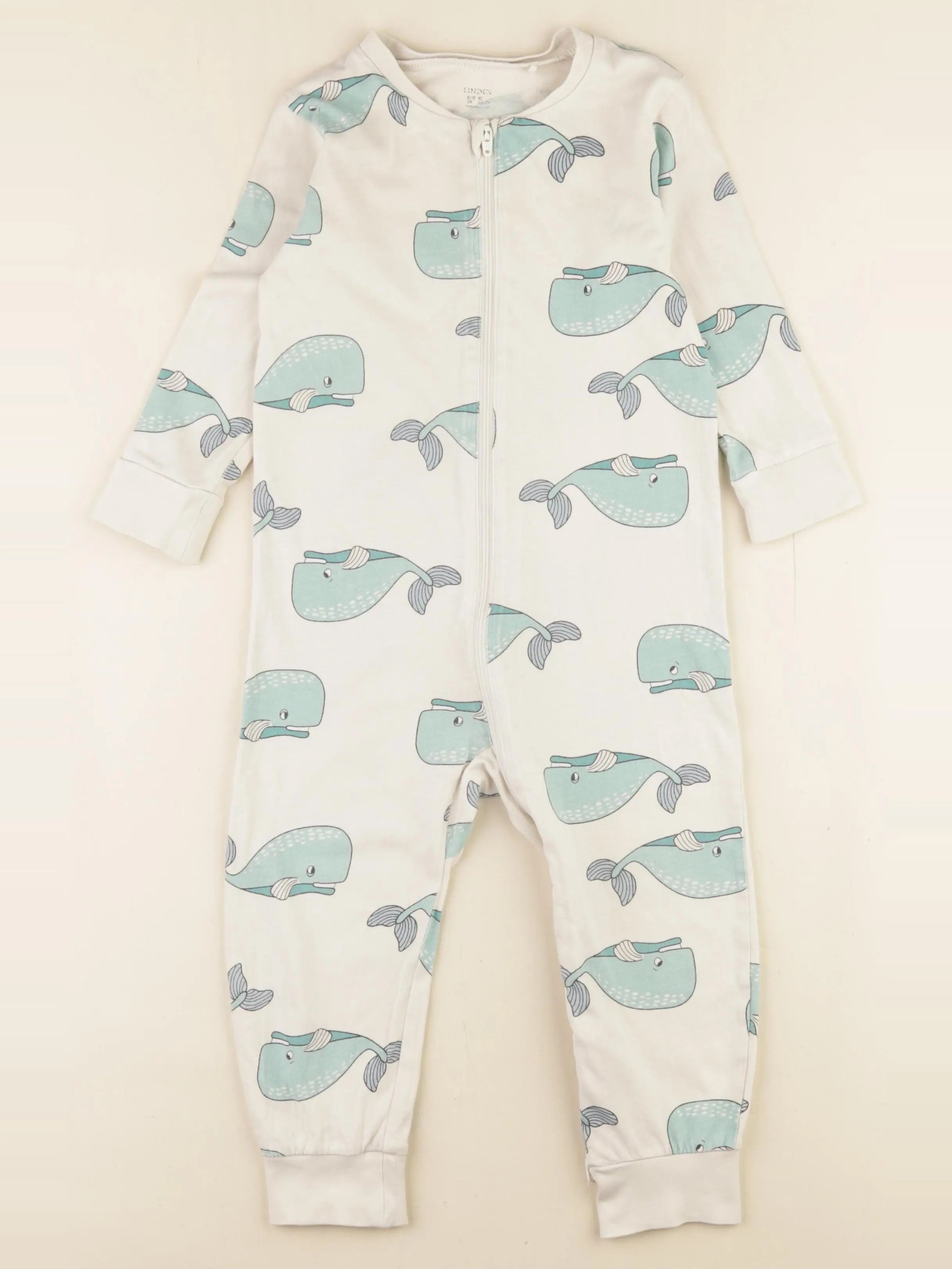 Lindex - pyjama coton beige, vert - 18/24 mois