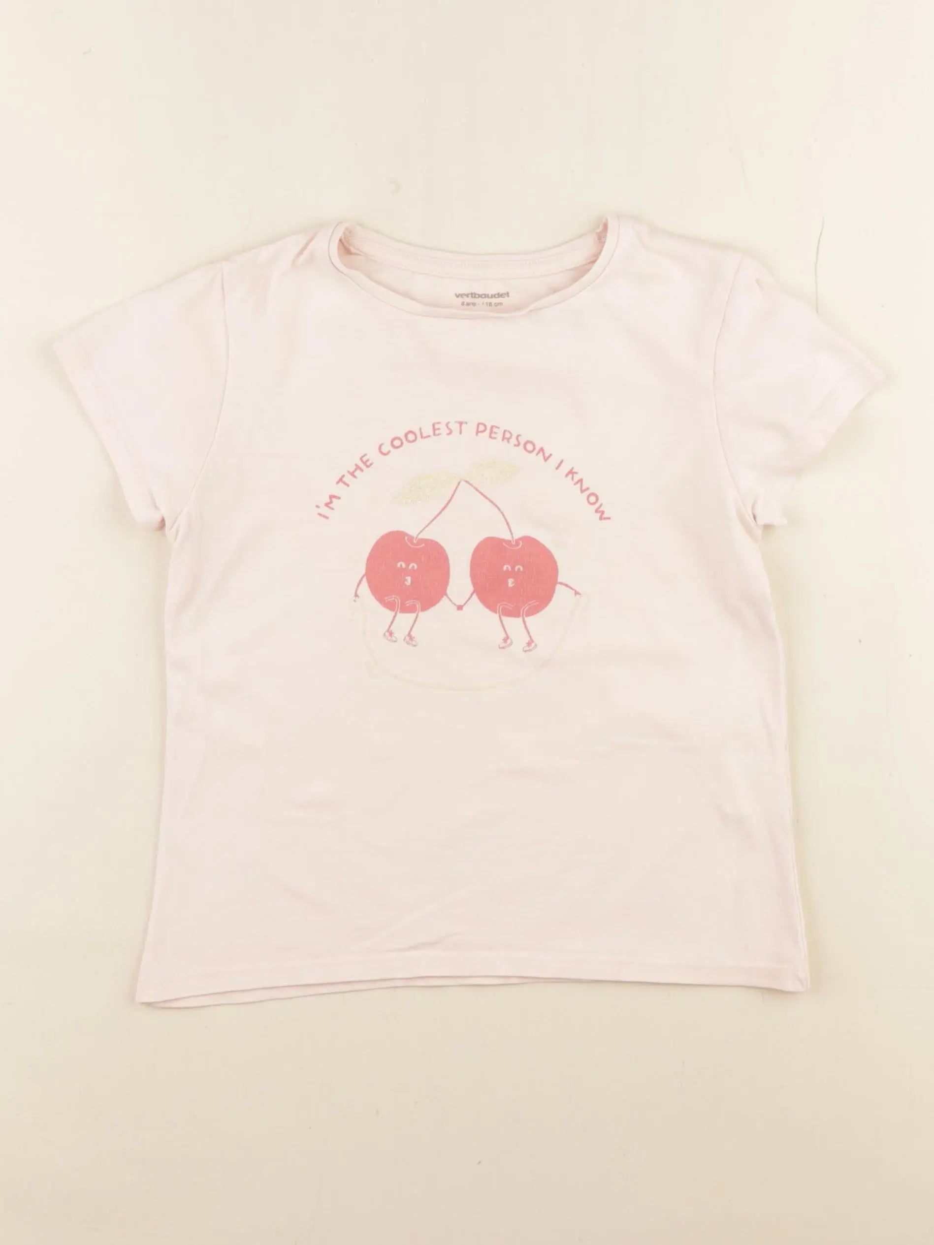 Vertbaudet - tee-shirt or, rose - 6 ans