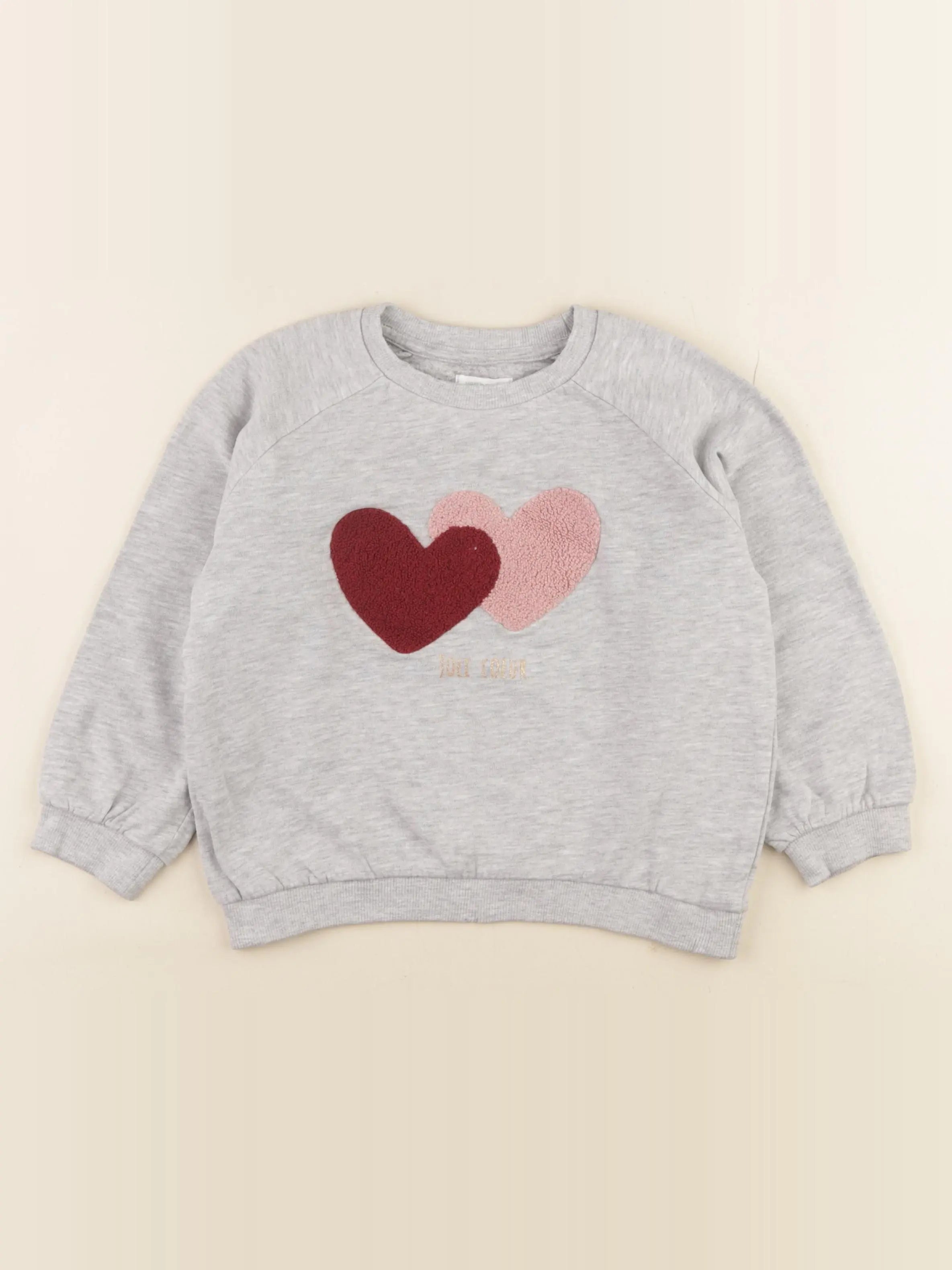 Vertbaudet - sweat gris, or - 6 ans