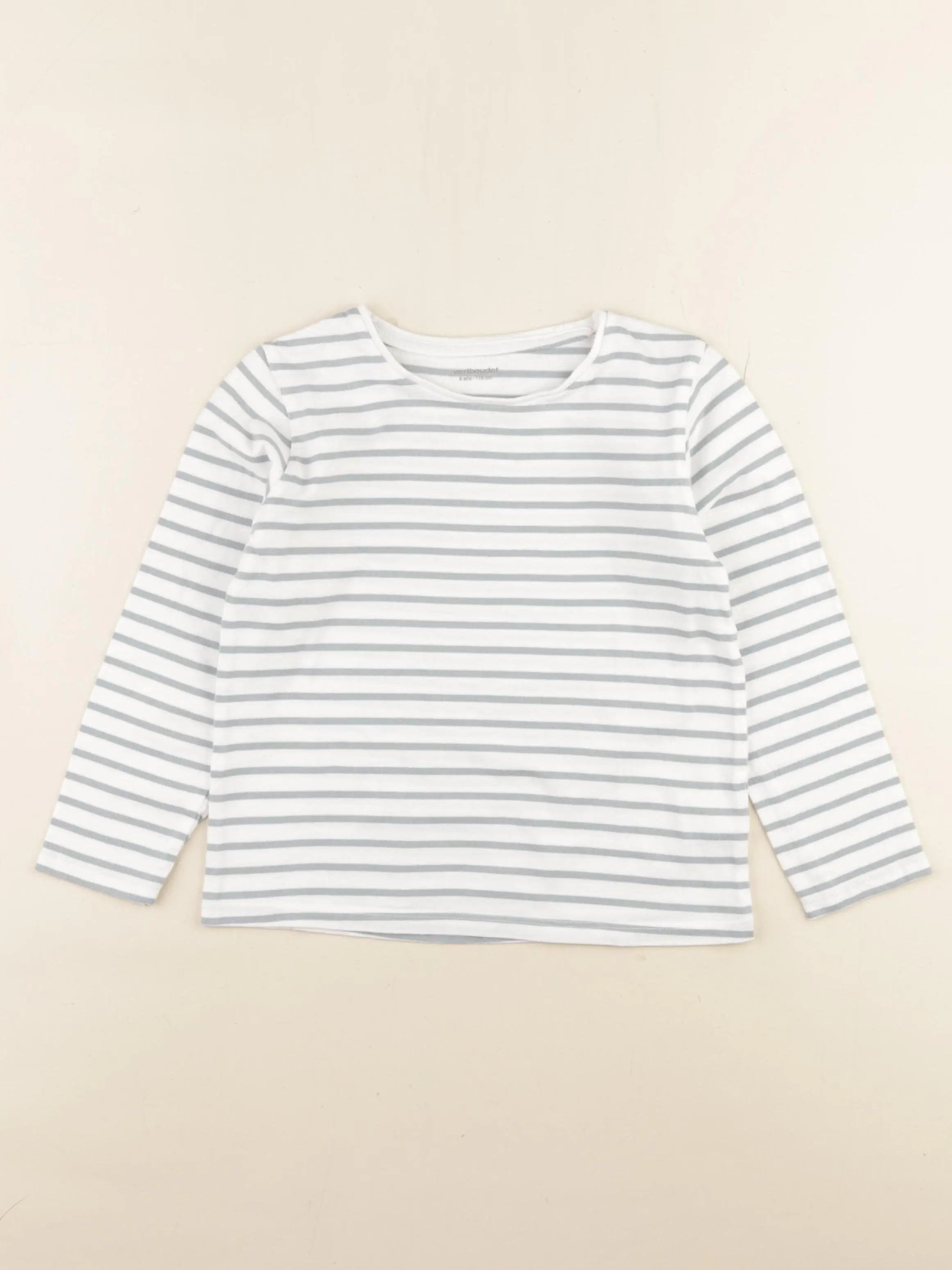 Vertbaudet - tee-shirt blanc, bleu - 6 ans