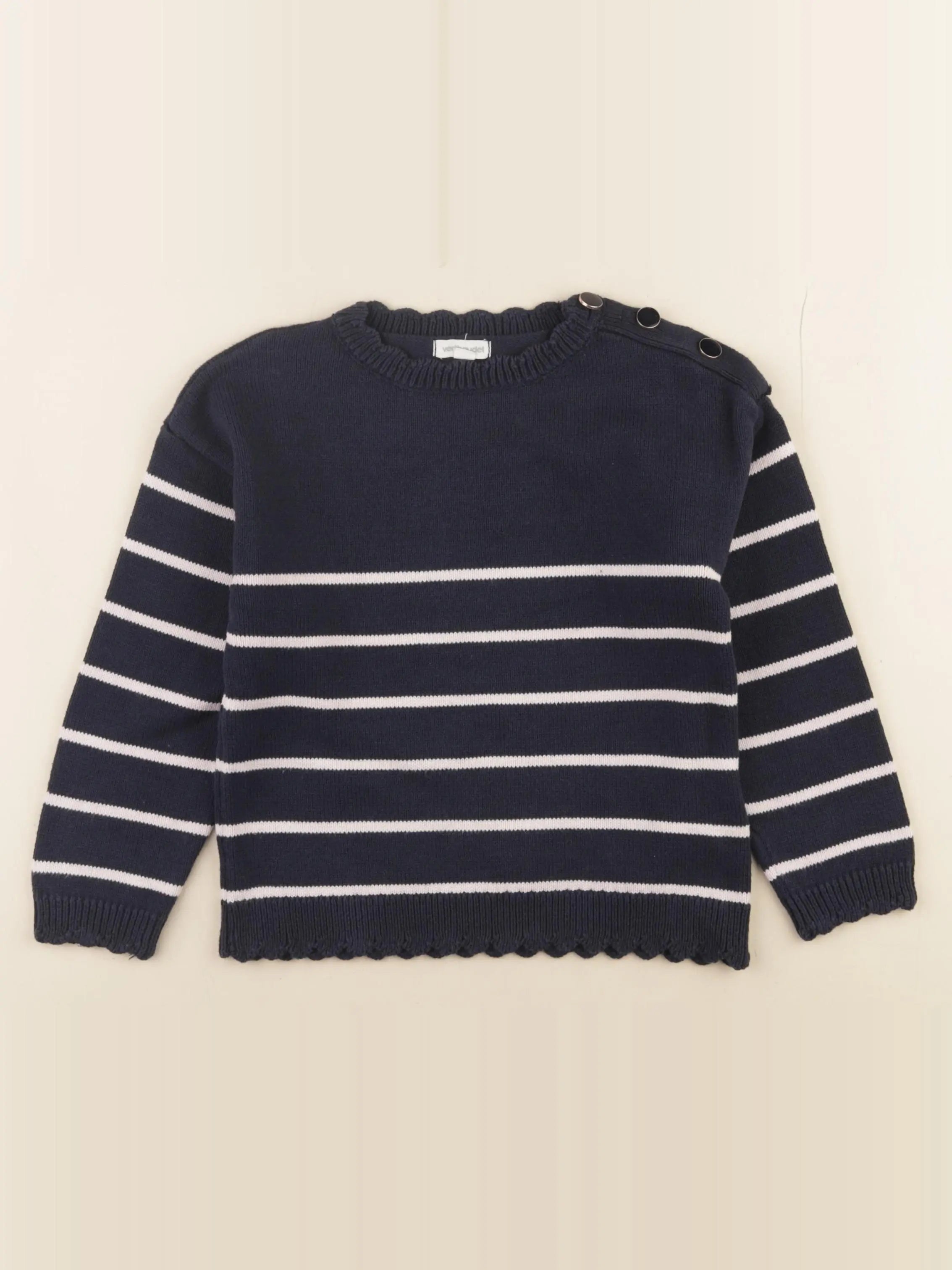 Vertbaudet - pull bleu, blanc - 6 ans