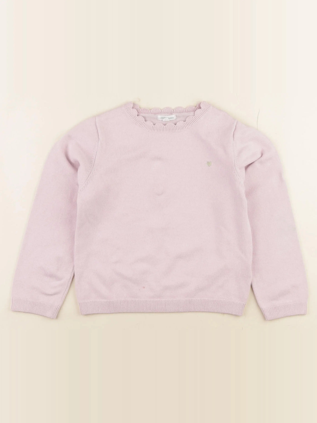 Vertbaudet - pull violet, or - 7 ans