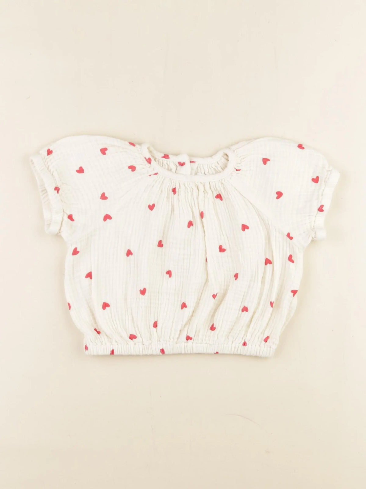 Vertbaudet - blouse rouge, beige - 24 mois