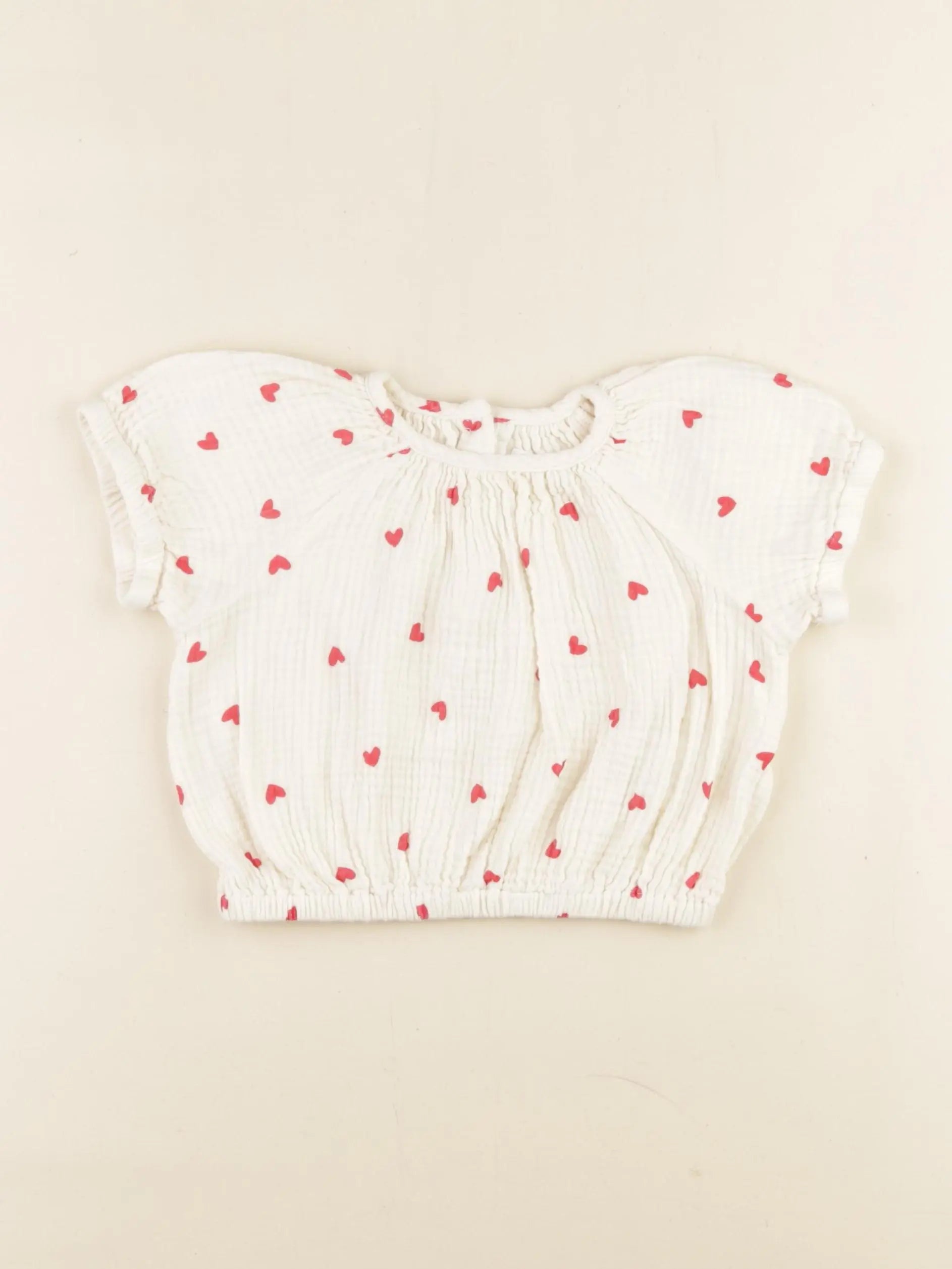 Vertbaudet - blouse rouge, beige - 24 mois