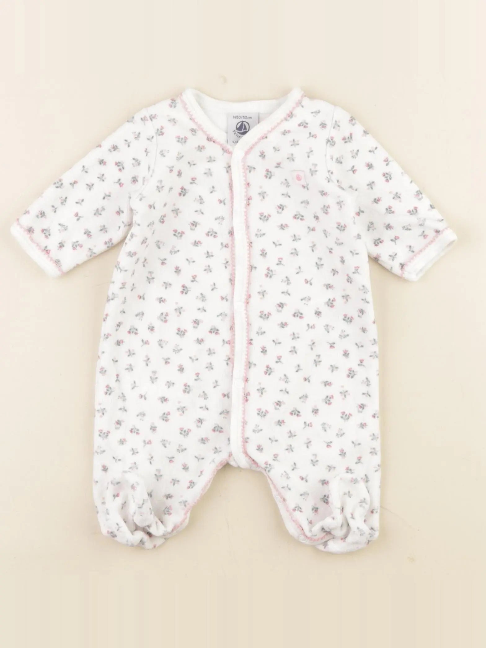 Petit Bateau - pyjama coton blanc - 0 mois