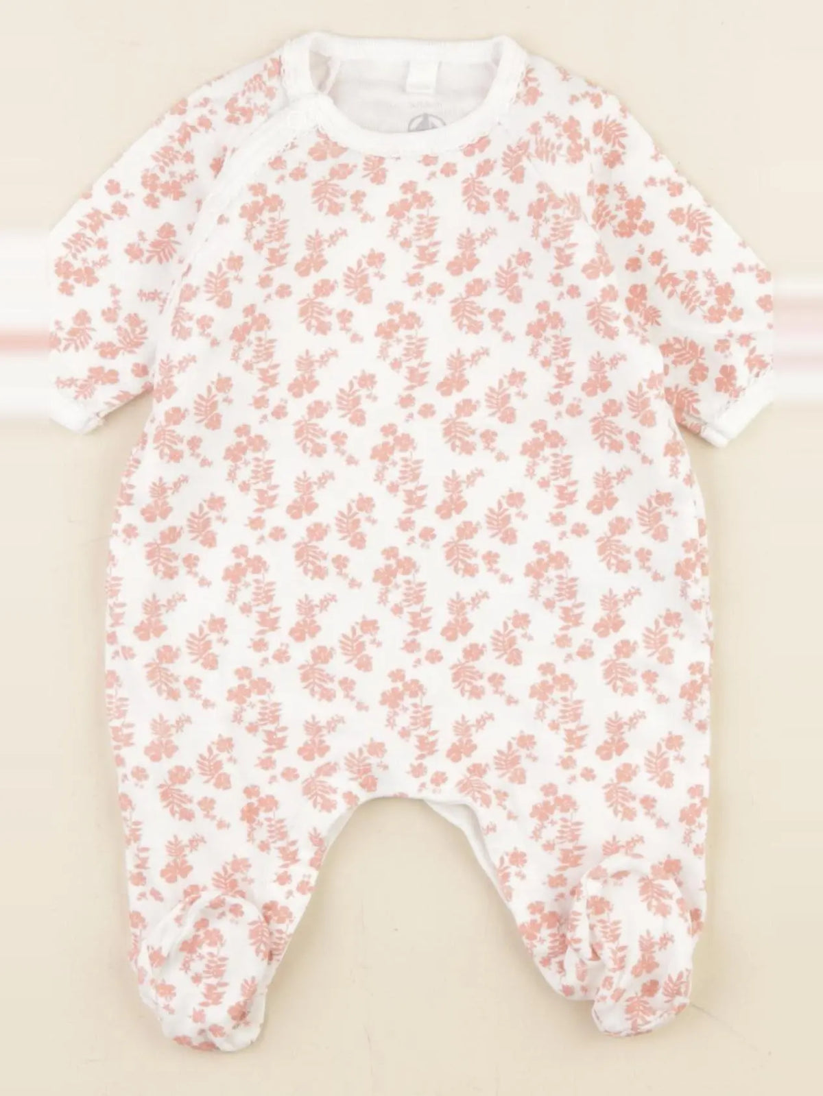 Petit Bateau - pyjama coton rose, blanc - 0 mois