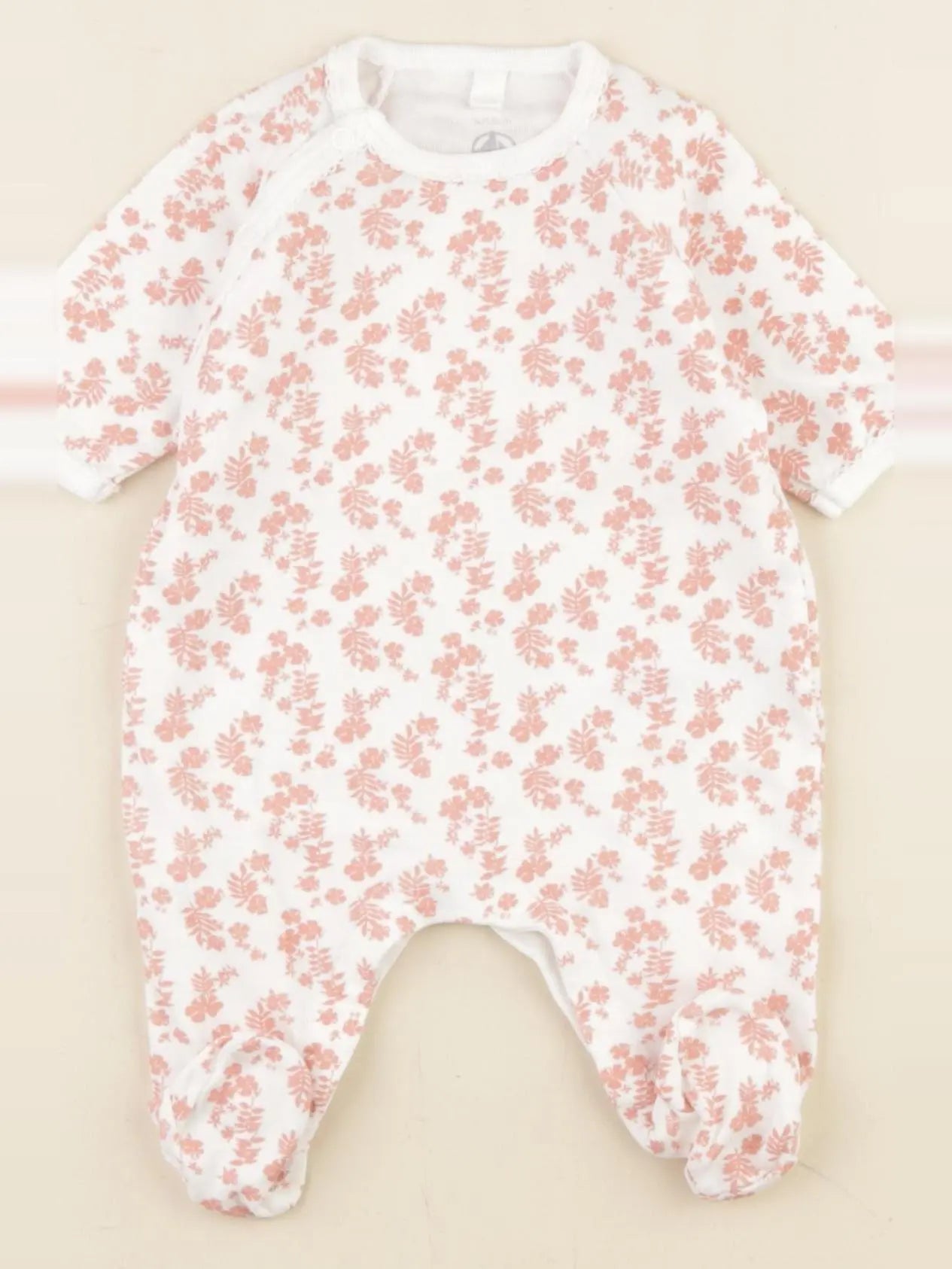 Petit Bateau - pyjama coton rose, blanc - 0 mois