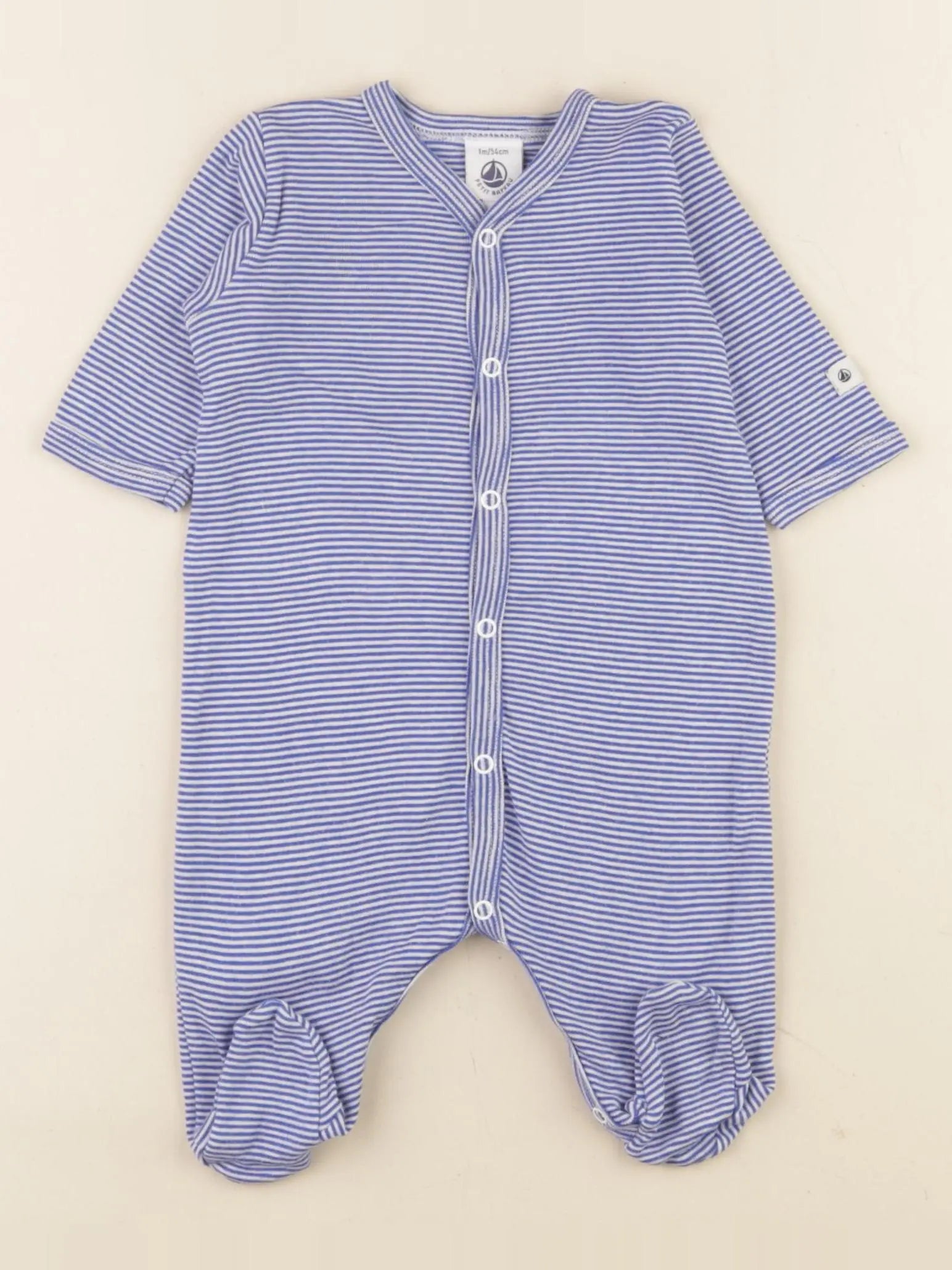 Petit Bateau - pyjama coton bleu - 1 mois