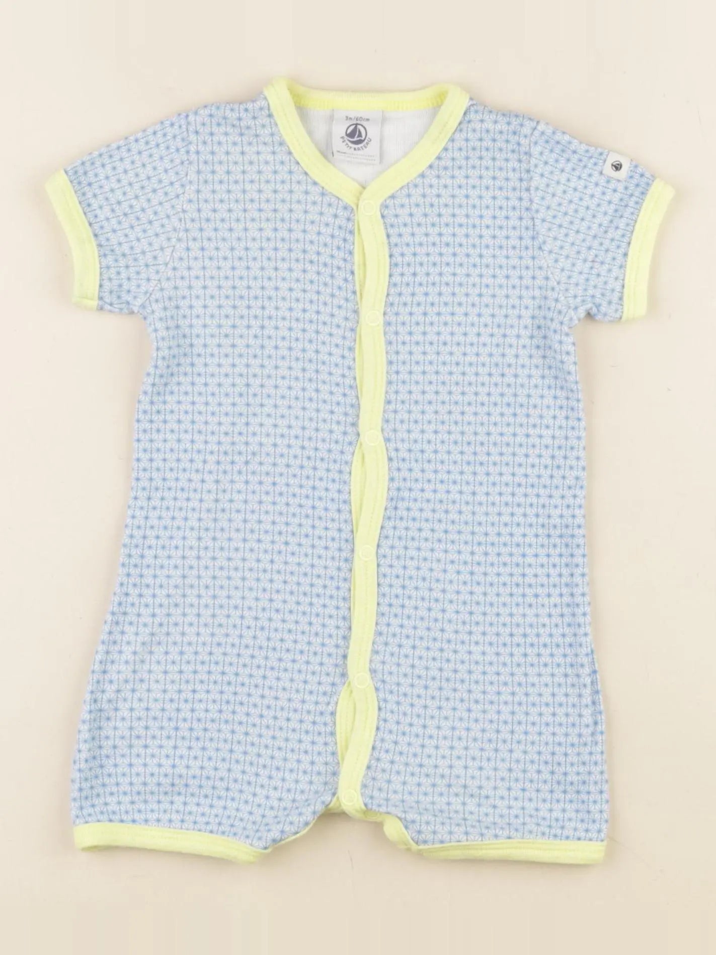 Petit Bateau - pyjama coton bleu, jaune - 3 mois