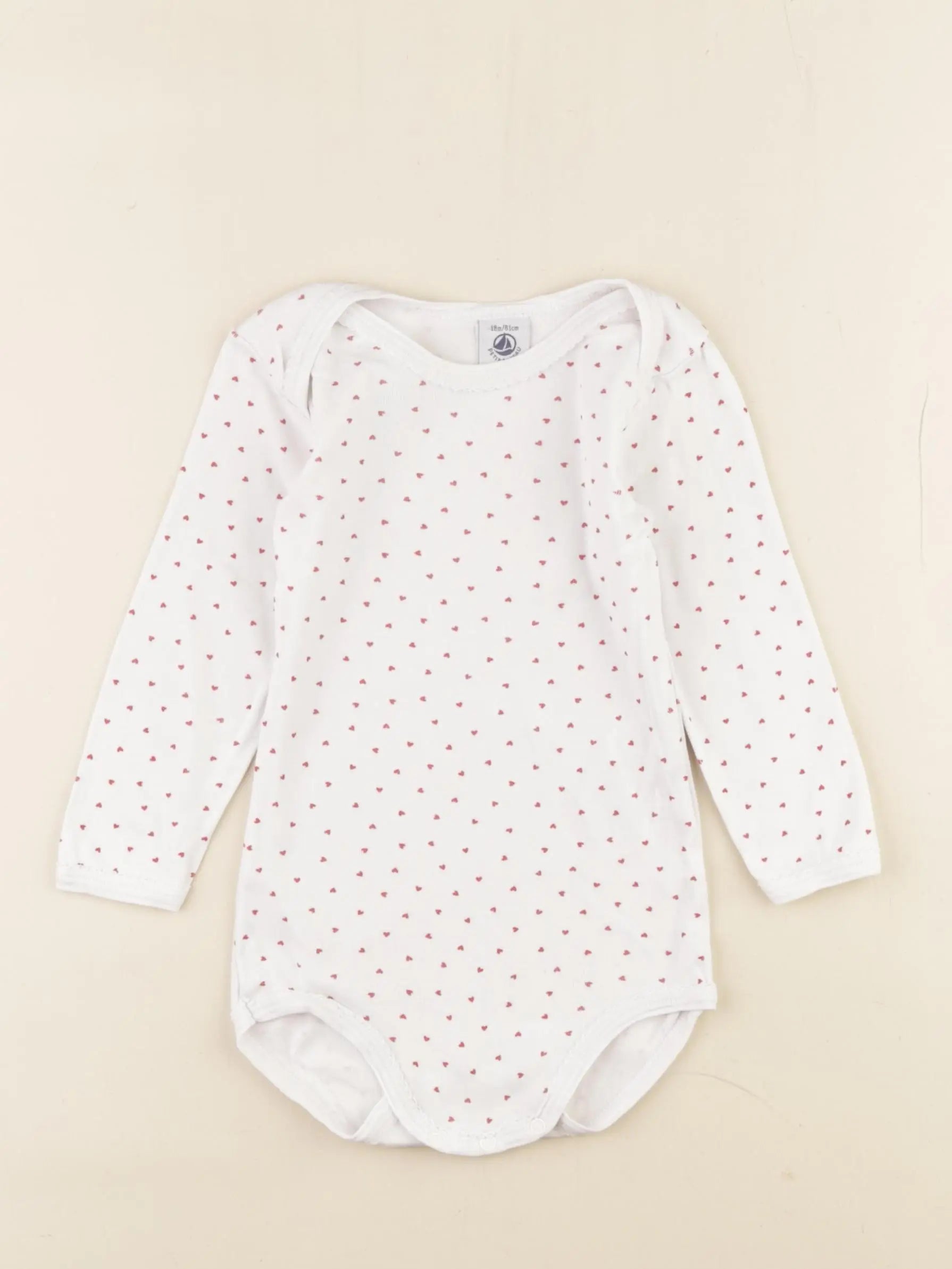 Petit Bateau - body blanc, rouge - 18 mois