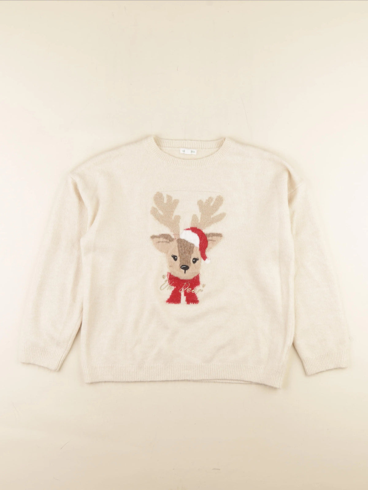 Vertbaudet - pull beige, or - 14 ans