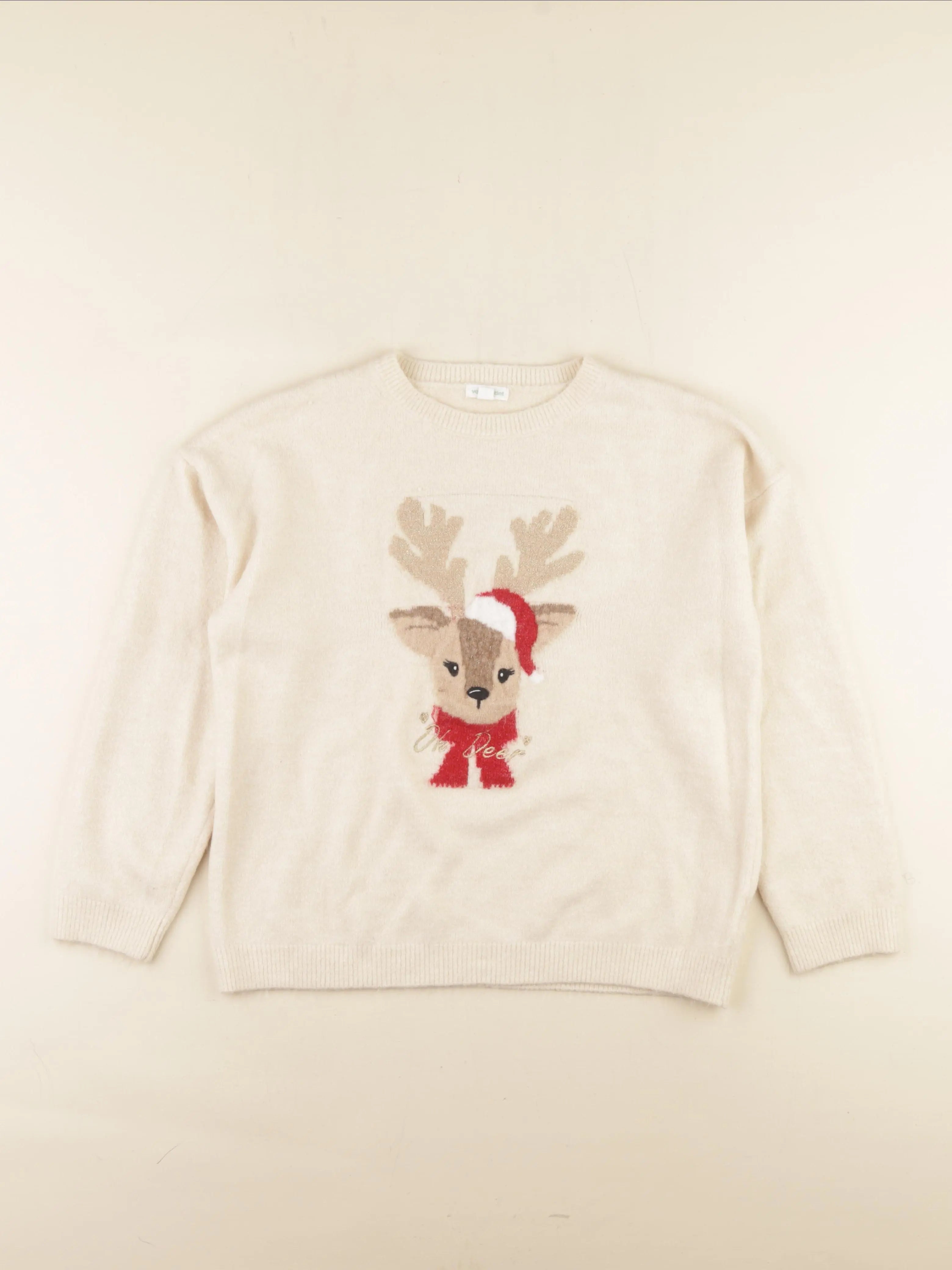 Vertbaudet - pull beige, or - 14 ans