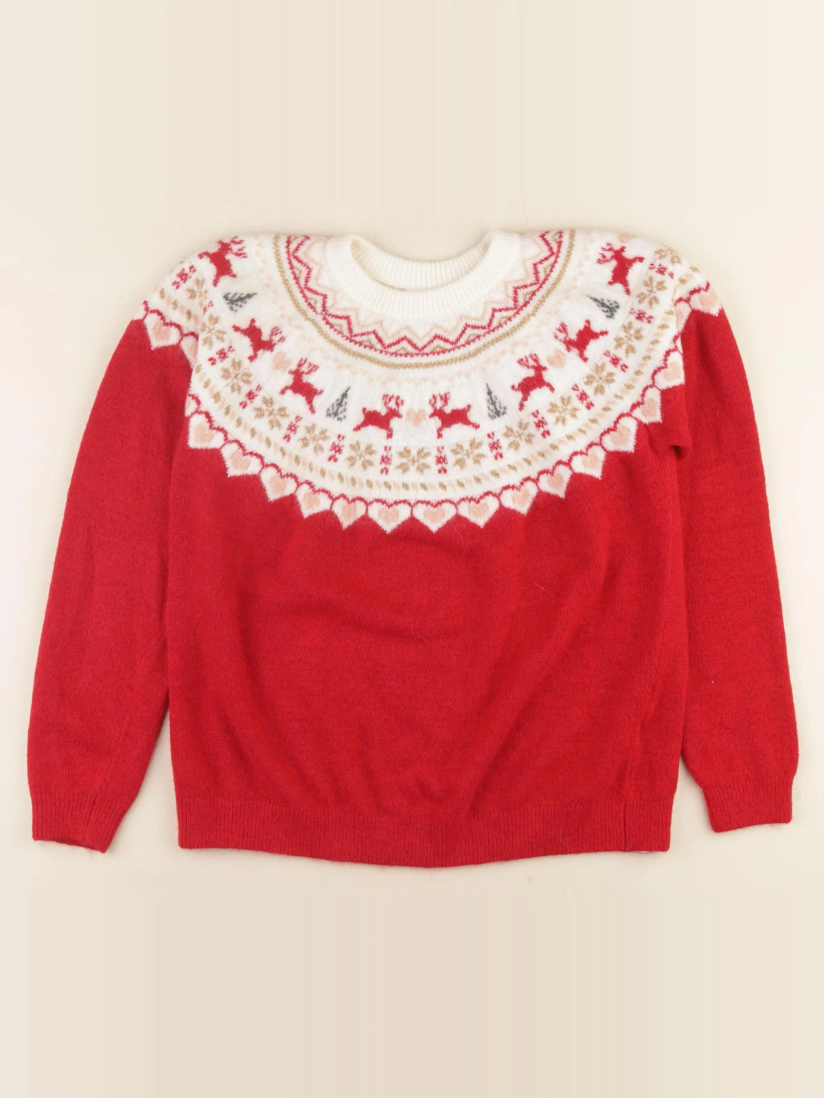 Vertbaudet - pull or, rouge - 14 ans