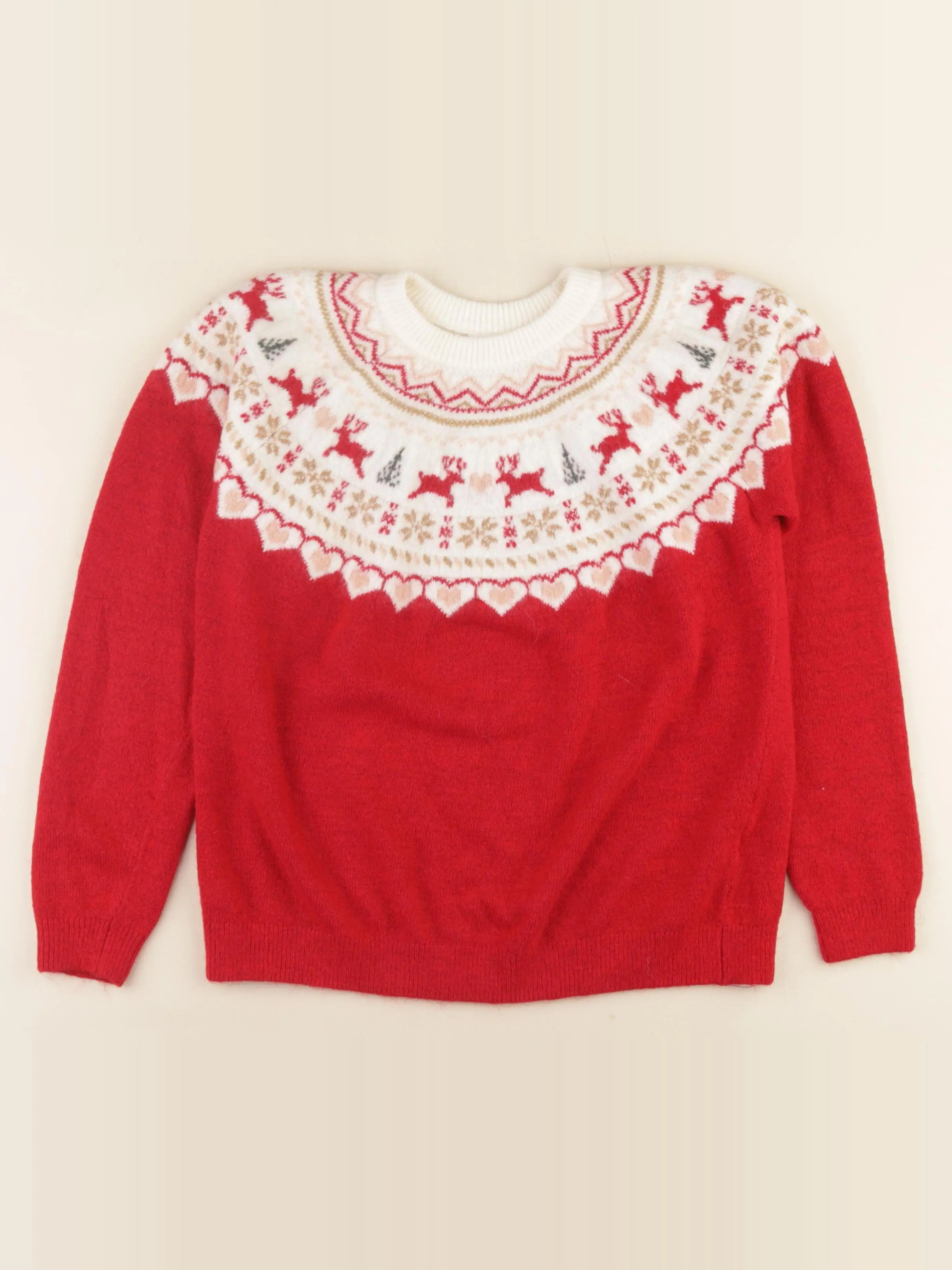 Vertbaudet - pull or, rouge - 14 ans