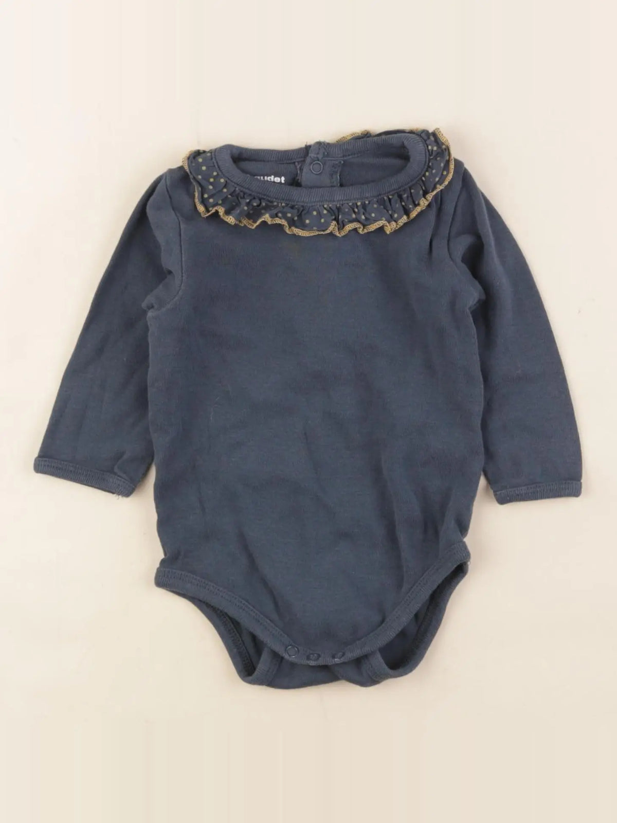Vertbaudet - body à col bleu, or - 9 mois
