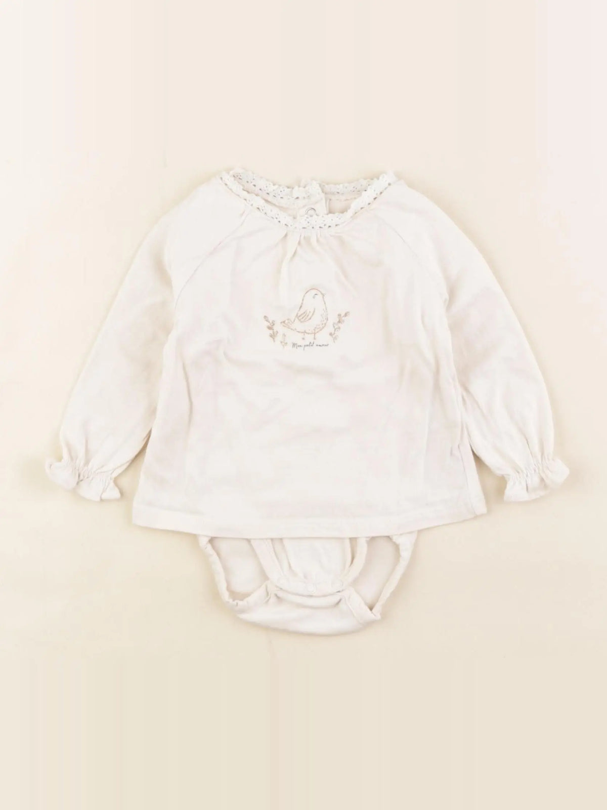 Vertbaudet - body tee-shirt beige, or - 3 mois