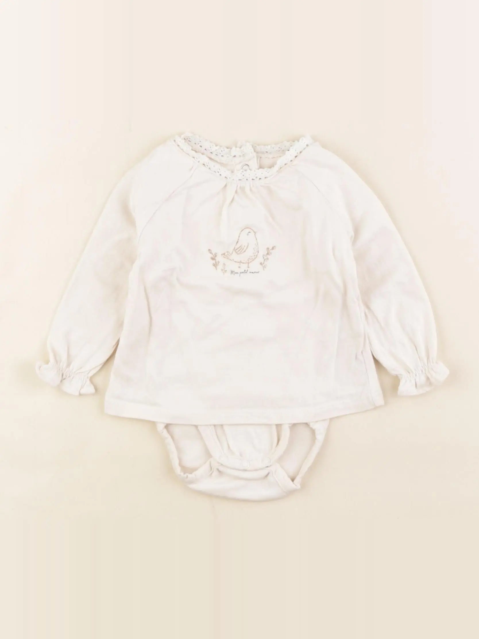 Vertbaudet - body tee-shirt beige, or - 3 mois