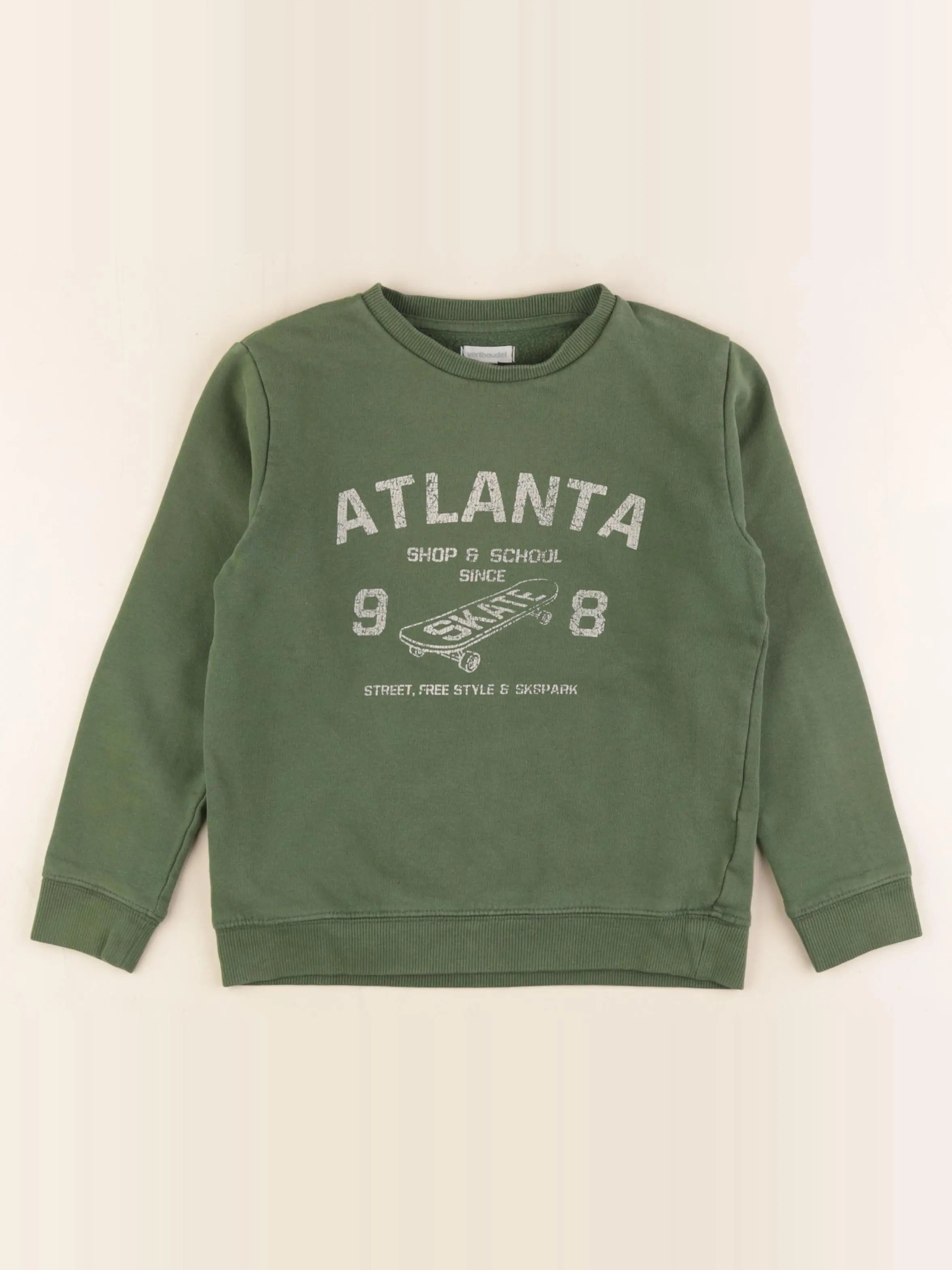 Vertbaudet - sweat vert - 8 ans