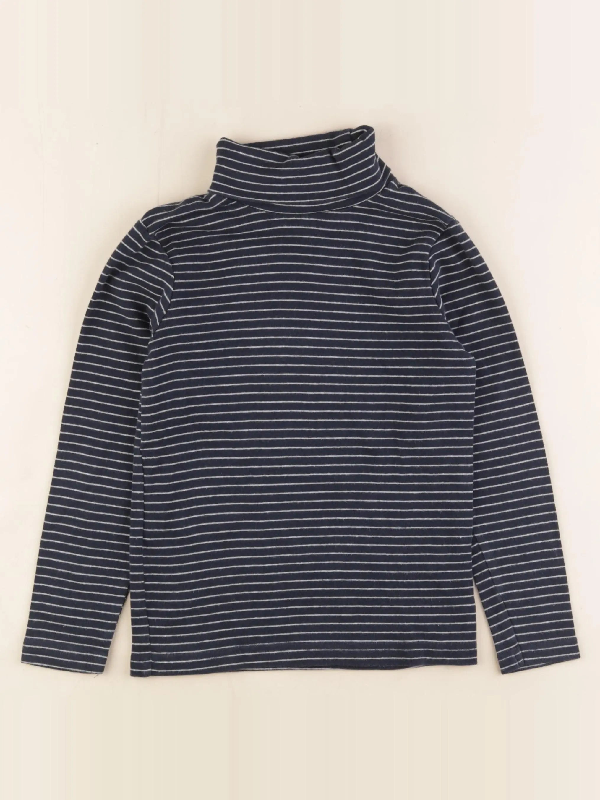 Vertbaudet - sous-pull bleu, blanc - 8 ans