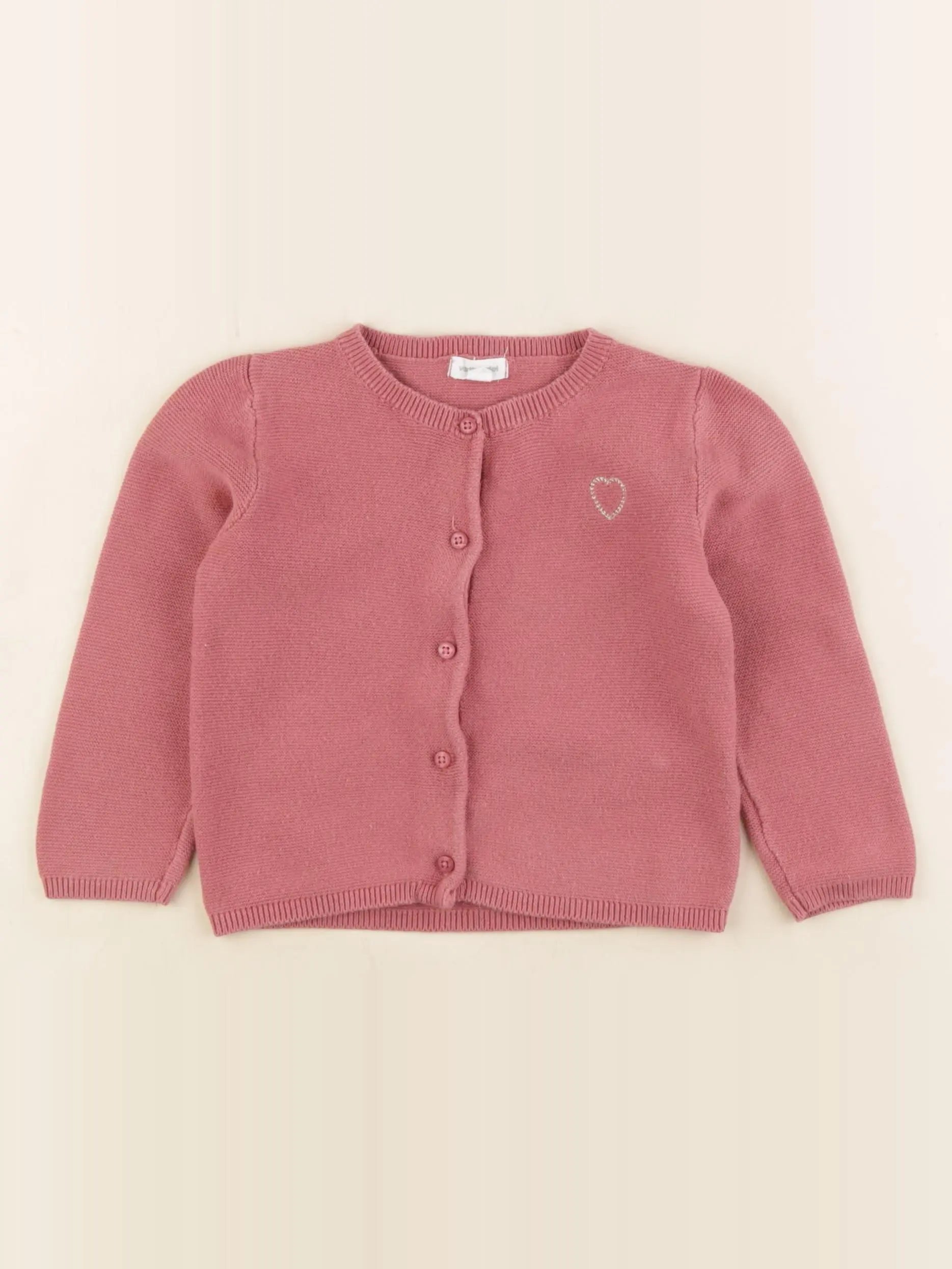 Vertbaudet - gilet rose, or - 18 mois