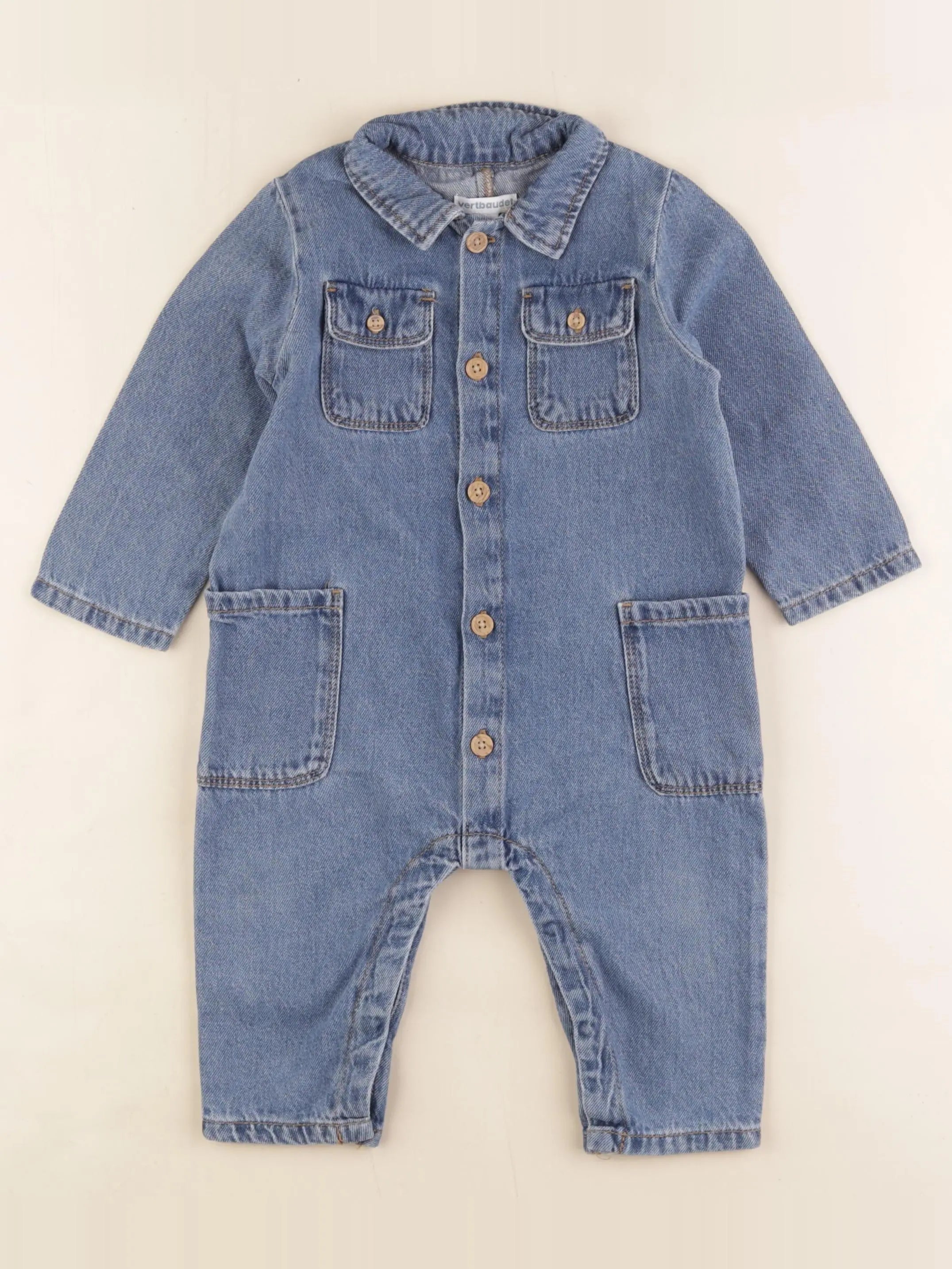 Vertbaudet - combinaison bleu - 12 mois