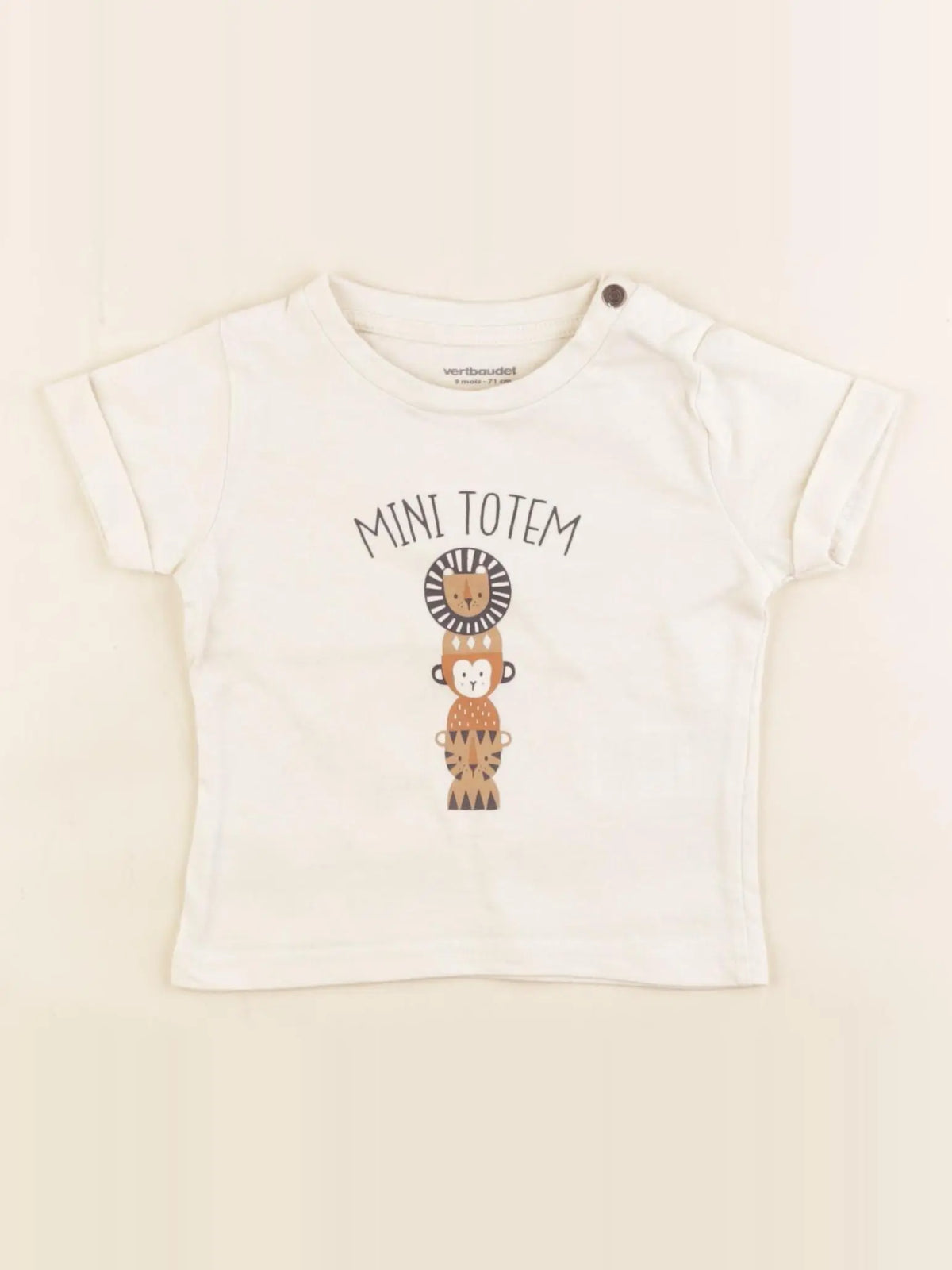 Vertbaudet - tee-shirt beige - 9 mois