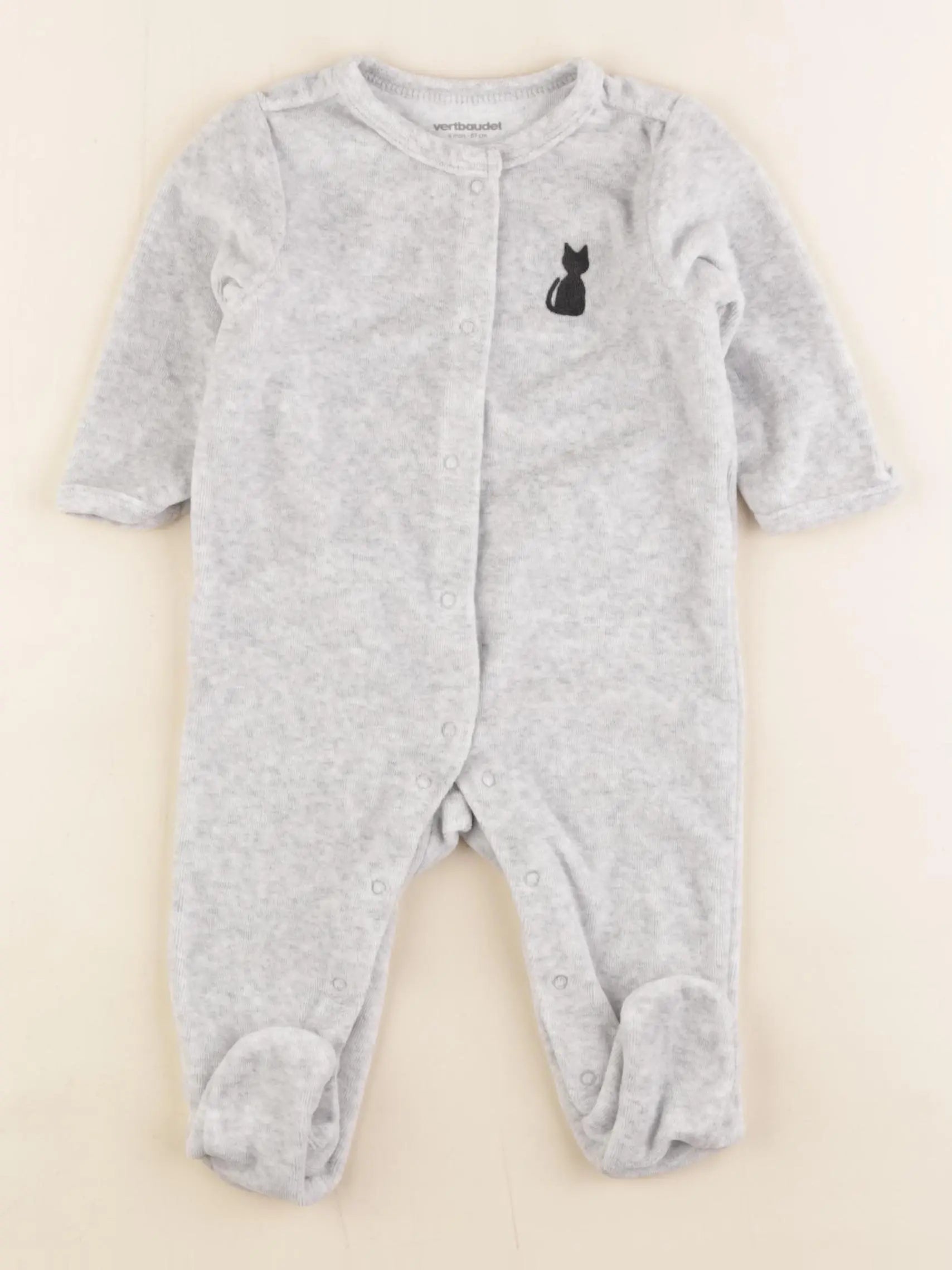Vertbaudet - pyjama velours gris - 6 mois
