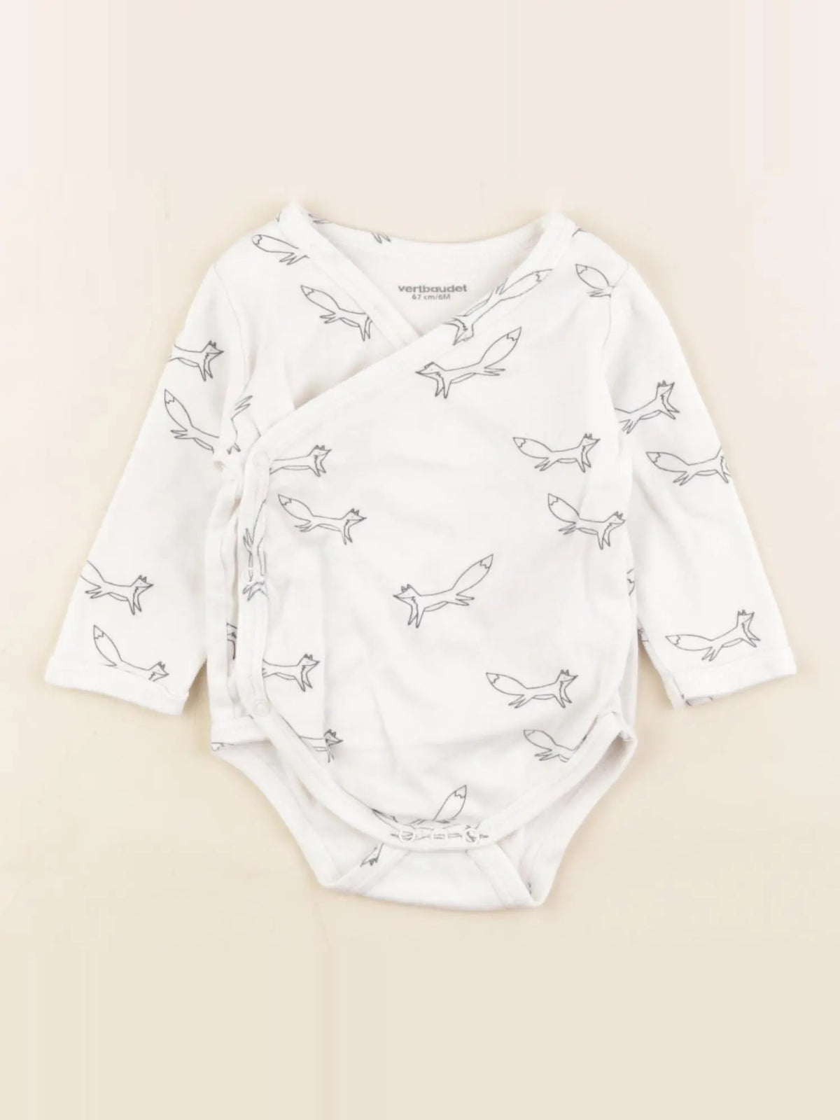 Vertbaudet - body blanc, bleu - 6 mois