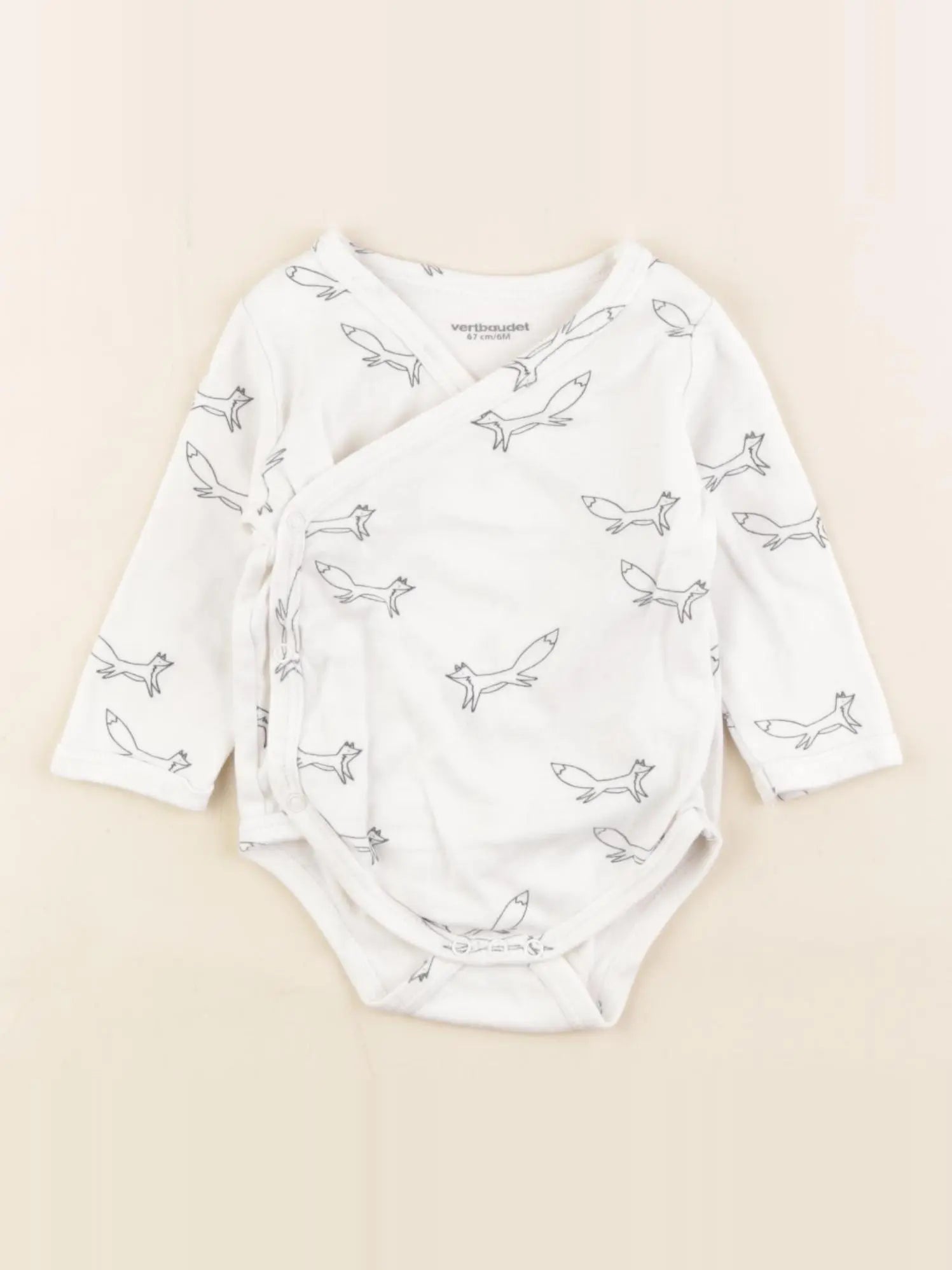 Vertbaudet - body blanc, bleu - 6 mois