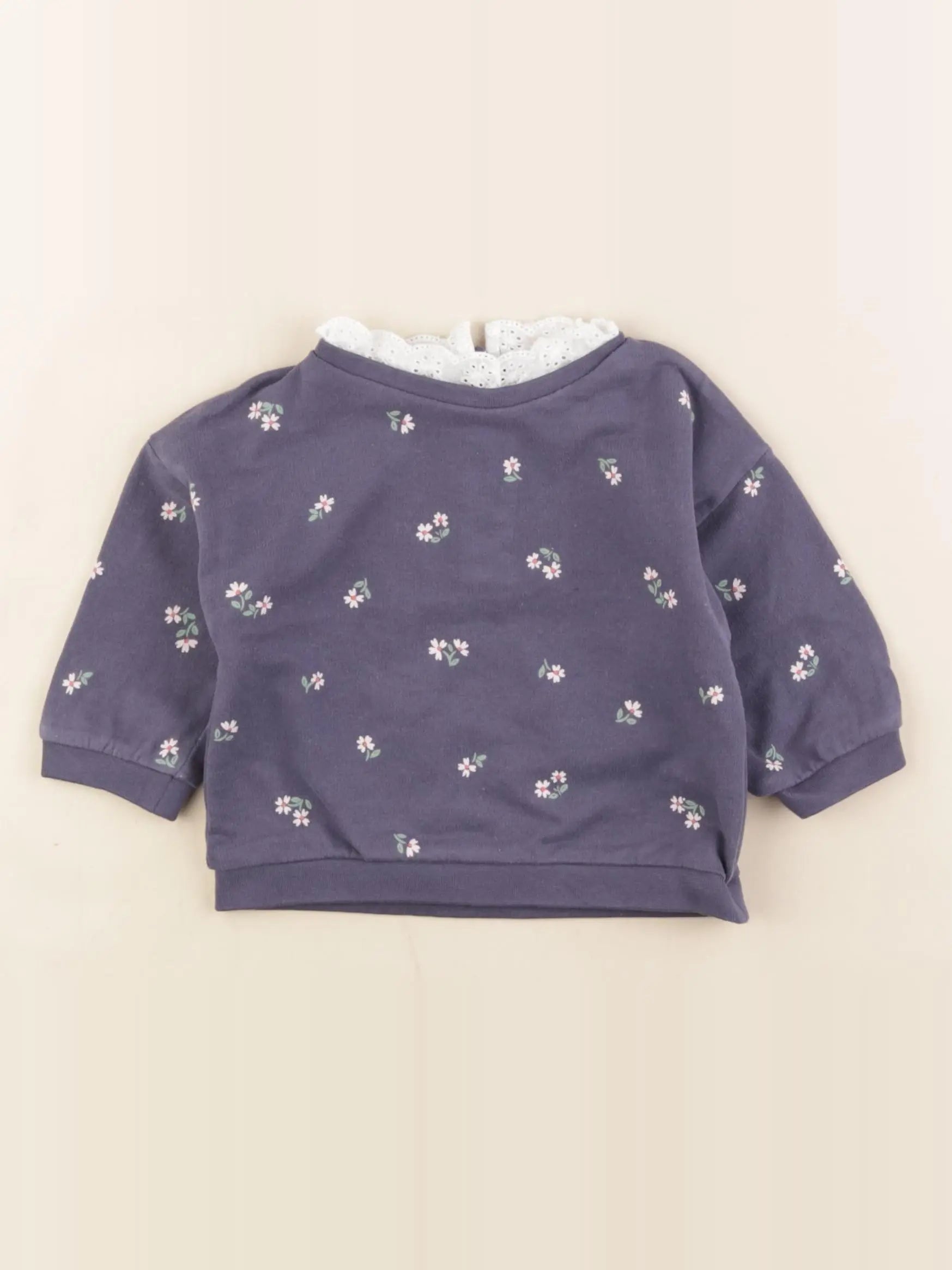 Vertbaudet - sweat violet - 6 mois
