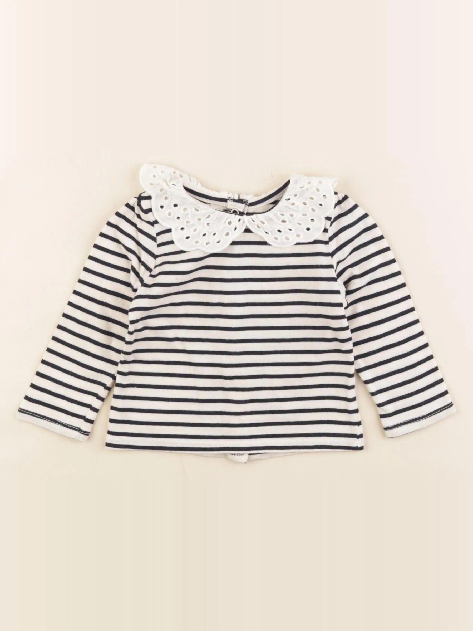 Vertbaudet - tee-shirt blanc, bleu - 6 mois